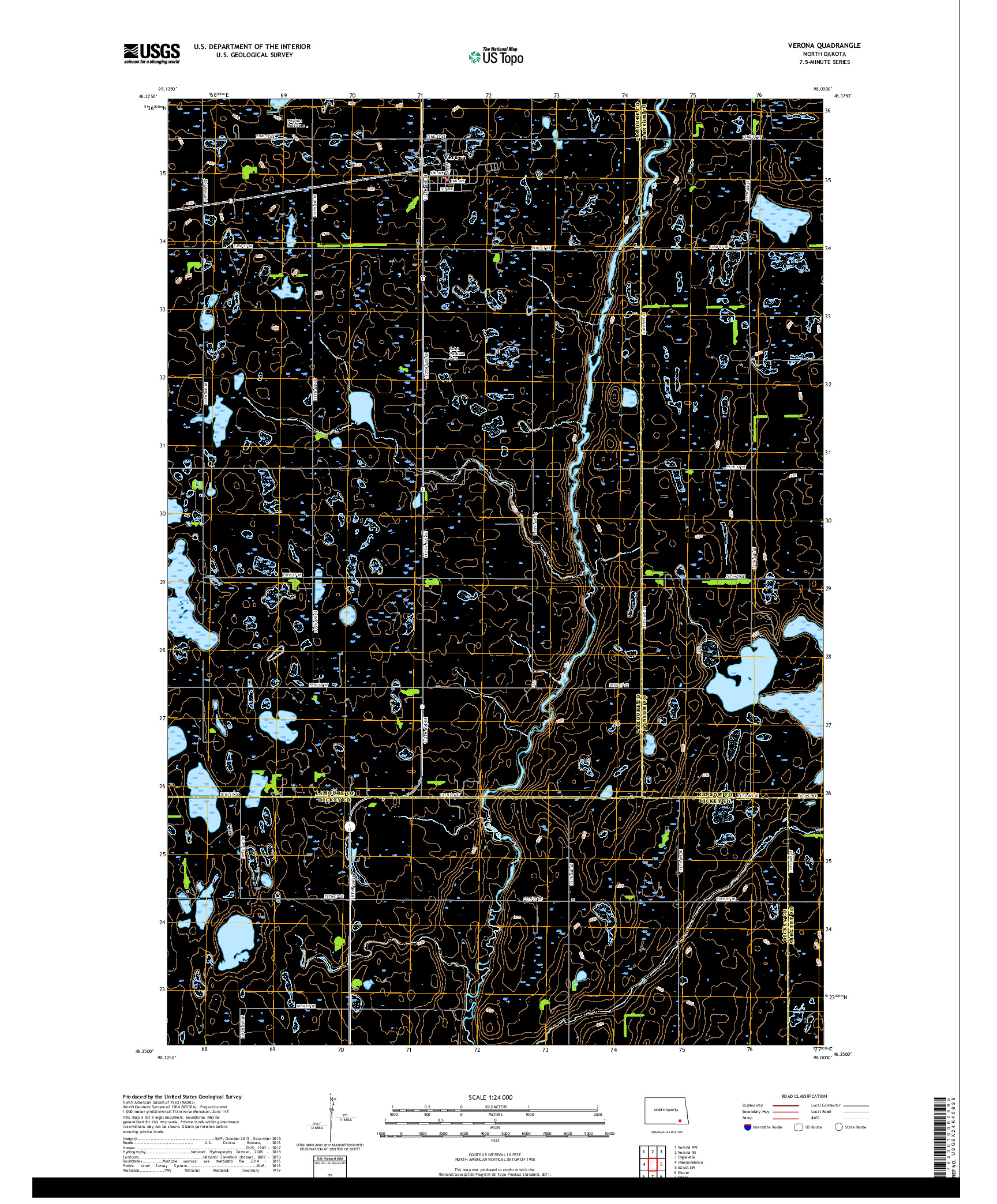 USGS US TOPO 7.5-MINUTE MAP FOR VERONA, ND 2018