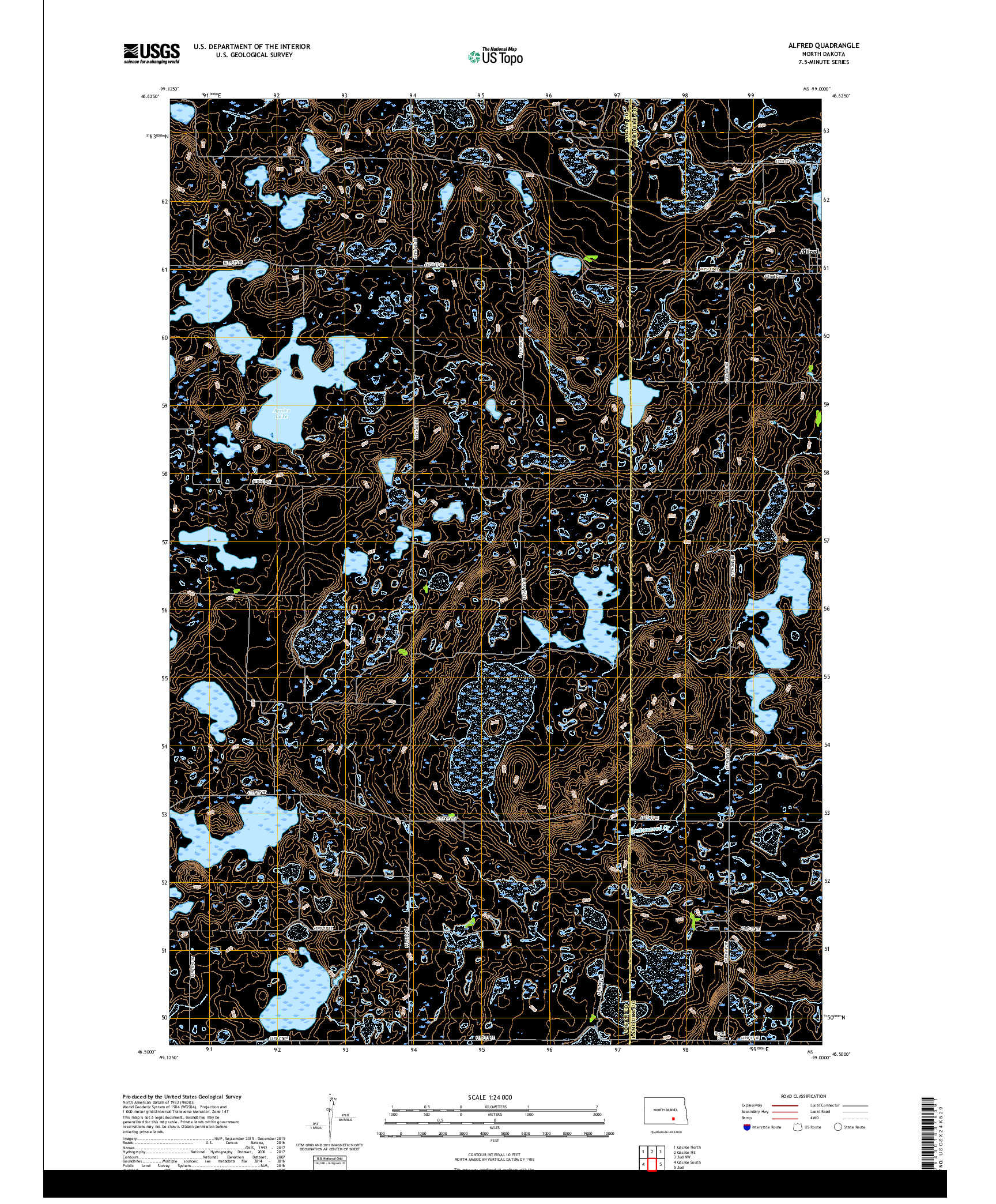 USGS US TOPO 7.5-MINUTE MAP FOR ALFRED, ND 2018