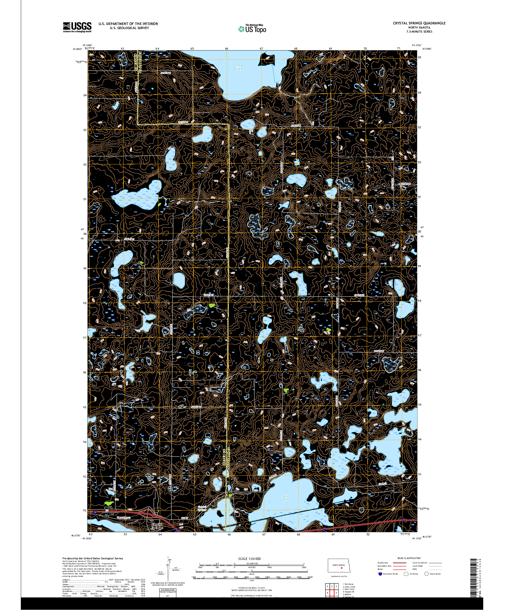 USGS US TOPO 7.5-MINUTE MAP FOR CRYSTAL SPRINGS, ND 2018