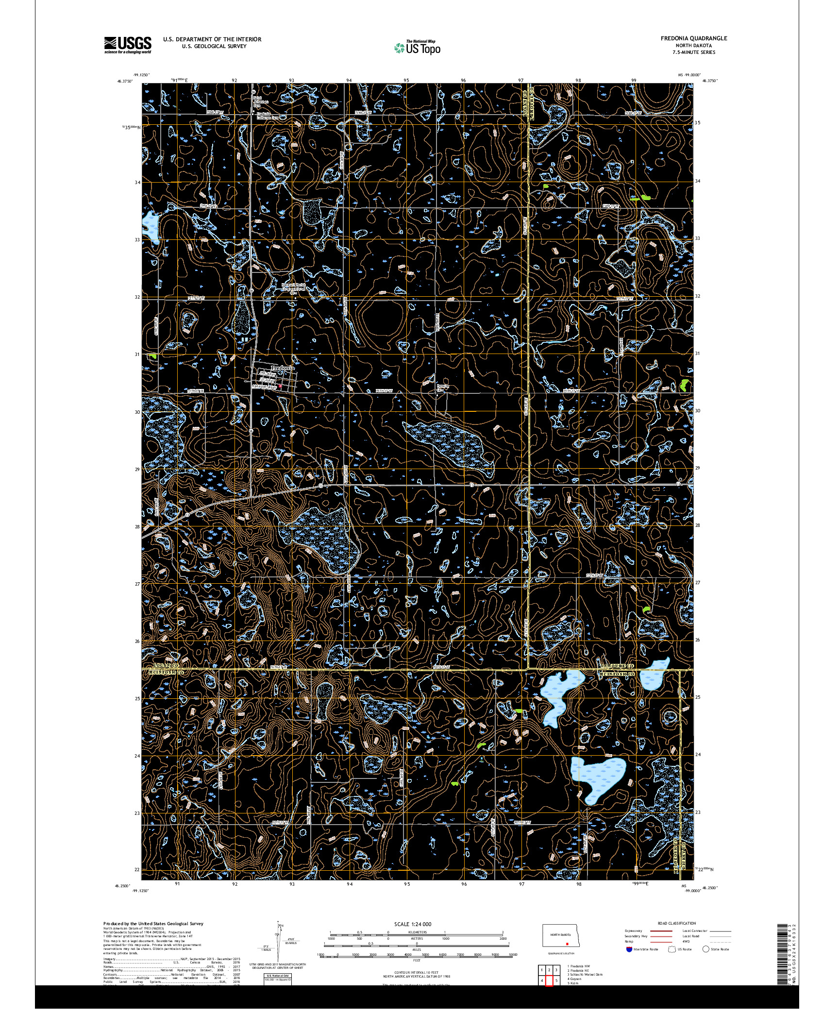 USGS US TOPO 7.5-MINUTE MAP FOR FREDONIA, ND 2018