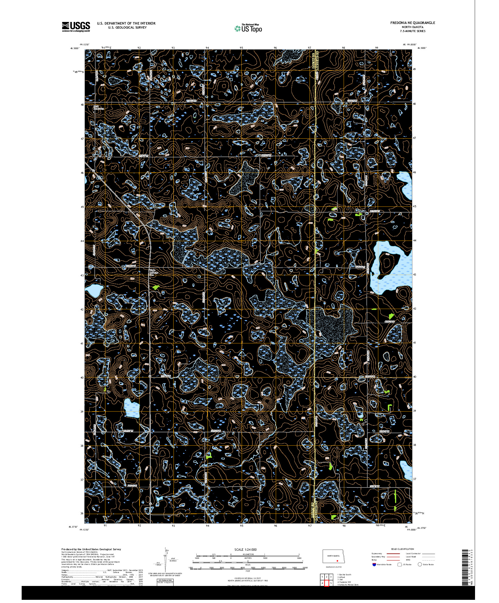 USGS US TOPO 7.5-MINUTE MAP FOR FREDONIA NE, ND 2018