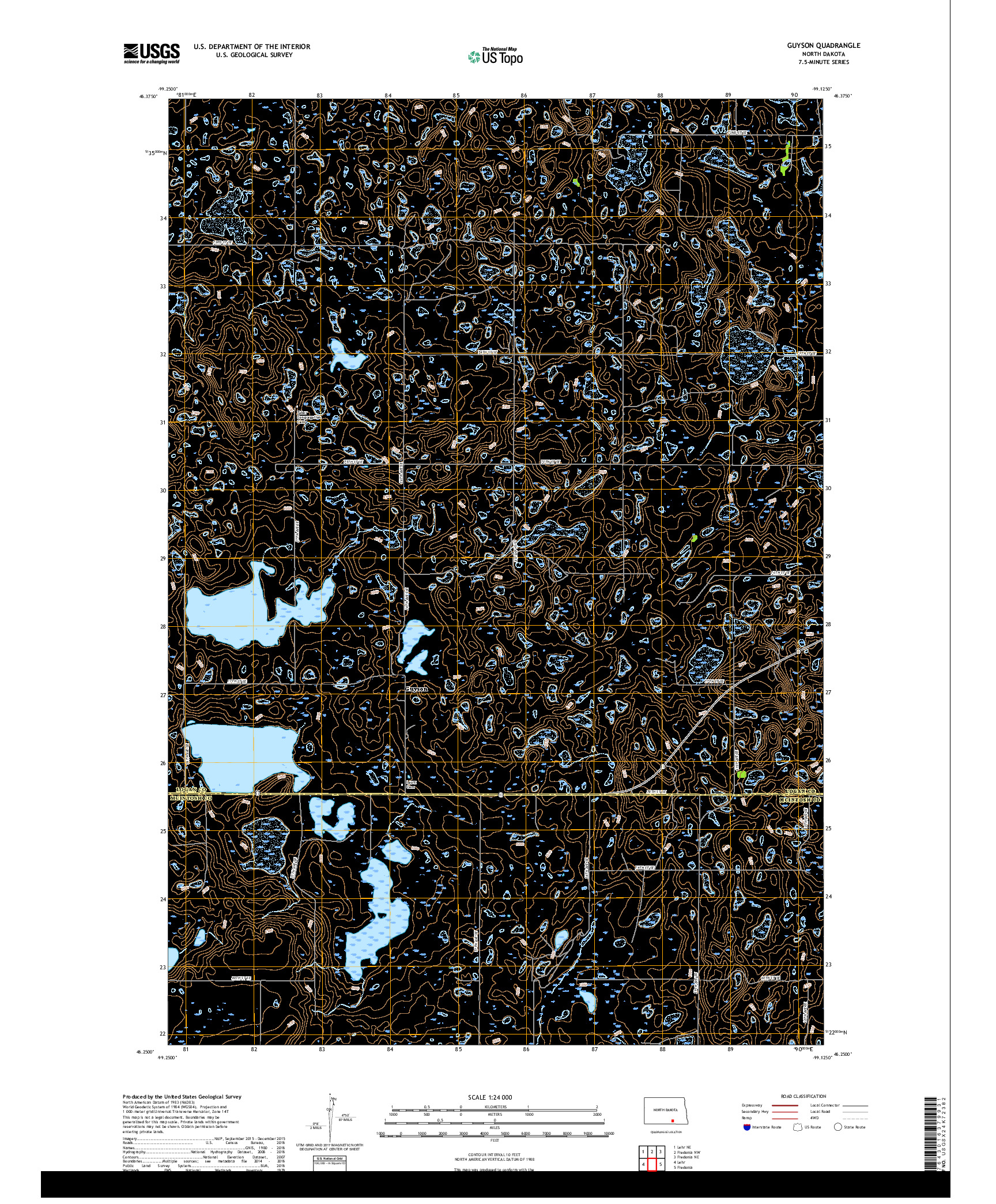 USGS US TOPO 7.5-MINUTE MAP FOR GUYSON, ND 2018