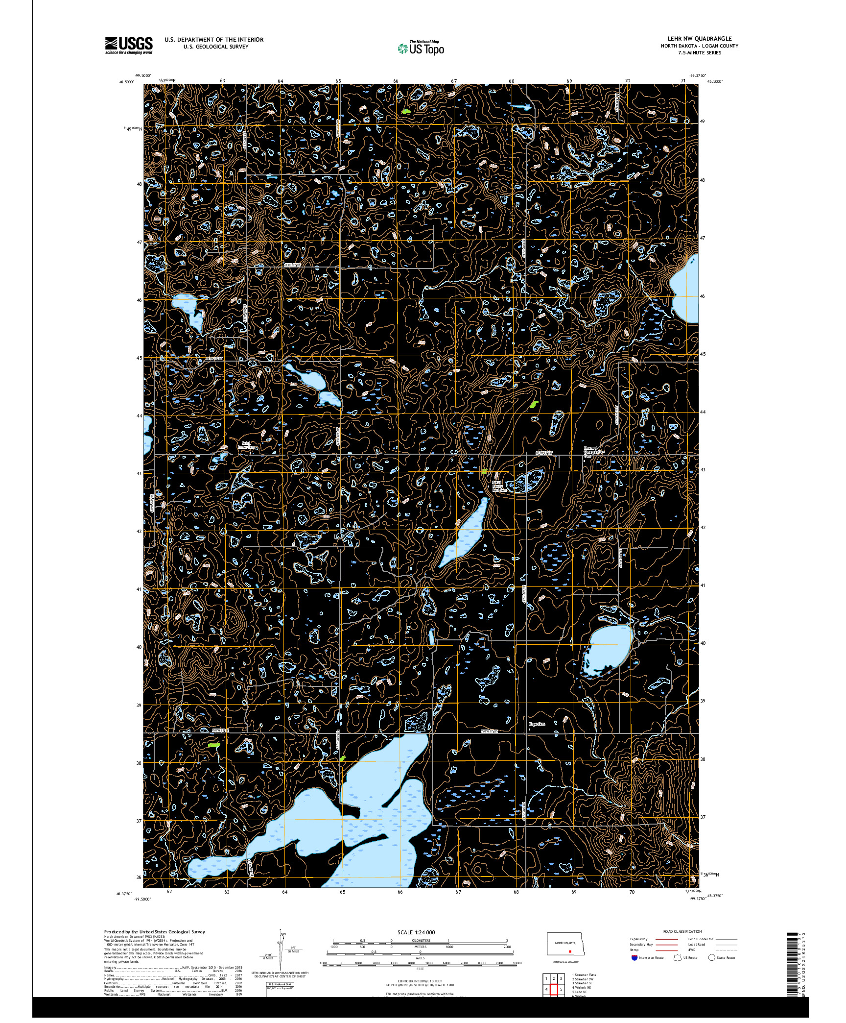 USGS US TOPO 7.5-MINUTE MAP FOR LEHR NW, ND 2018