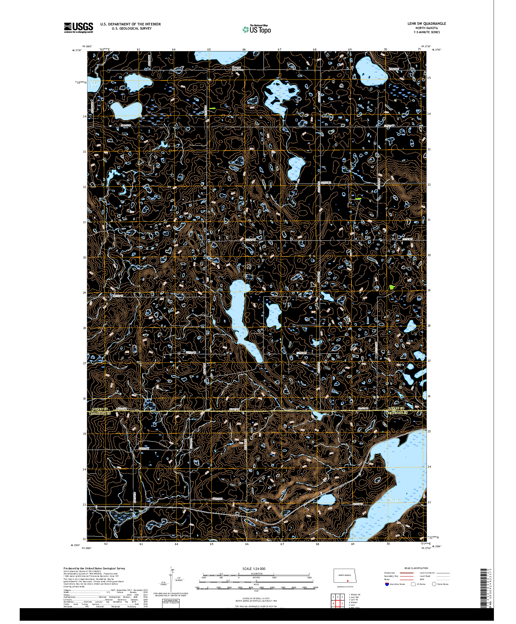 USGS US TOPO 7.5-MINUTE MAP FOR LEHR SW, ND 2018