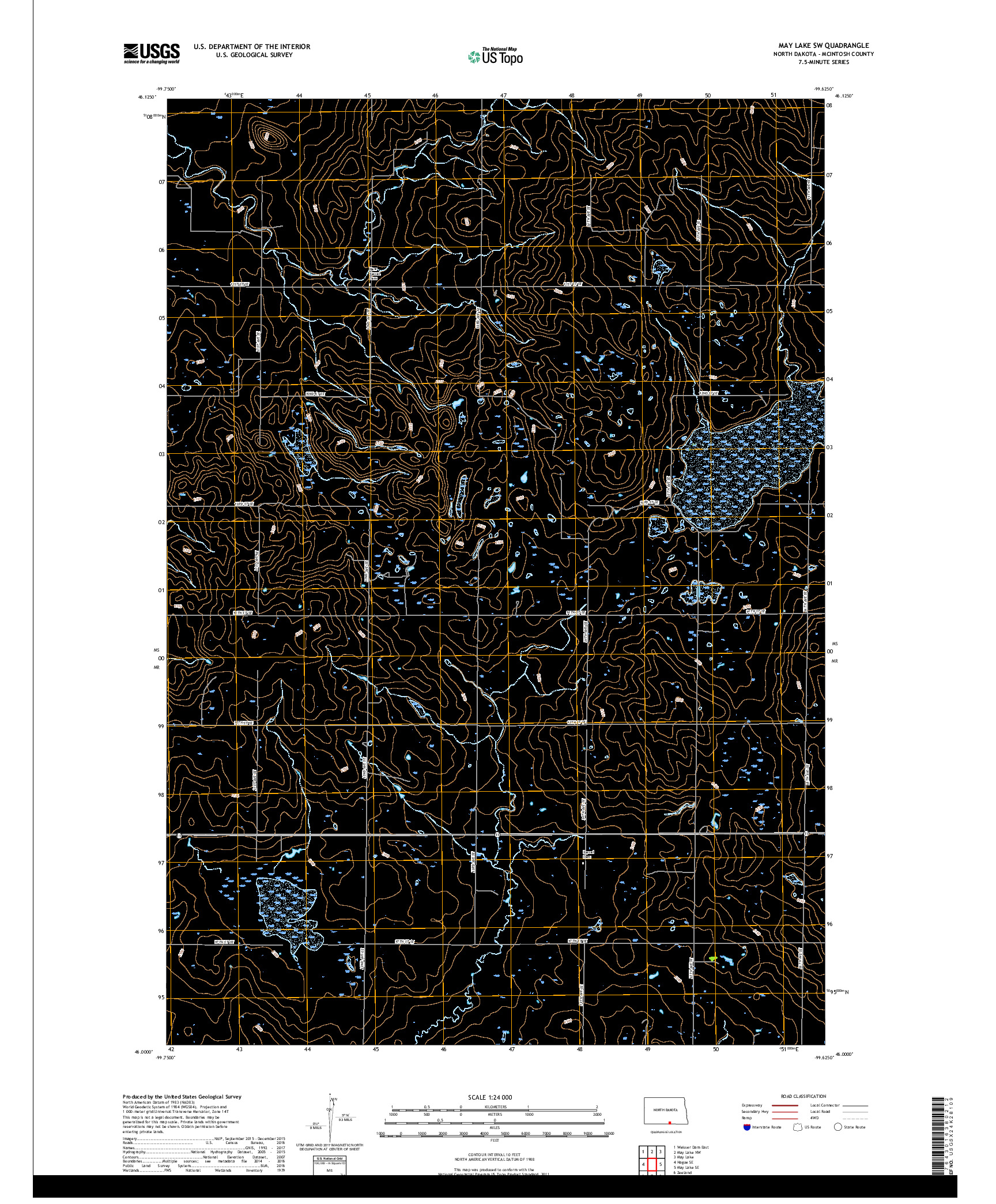 USGS US TOPO 7.5-MINUTE MAP FOR MAY LAKE SW, ND 2018