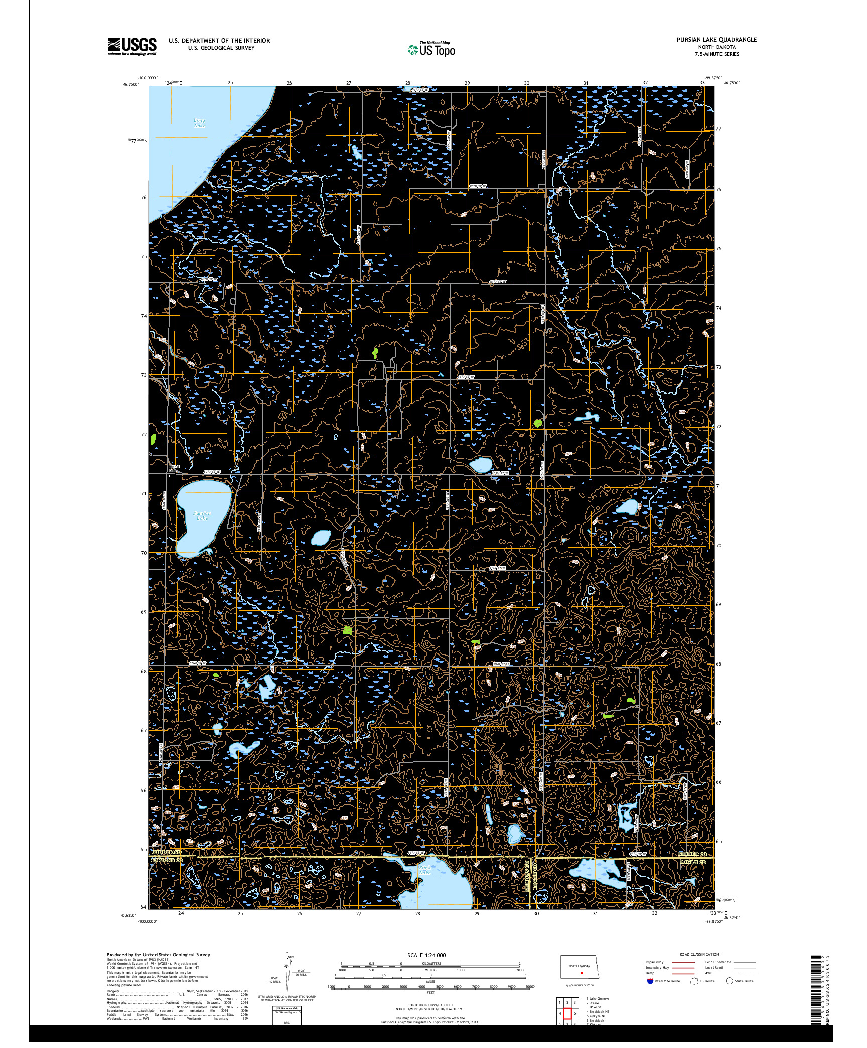 USGS US TOPO 7.5-MINUTE MAP FOR PURSIAN LAKE, ND 2018