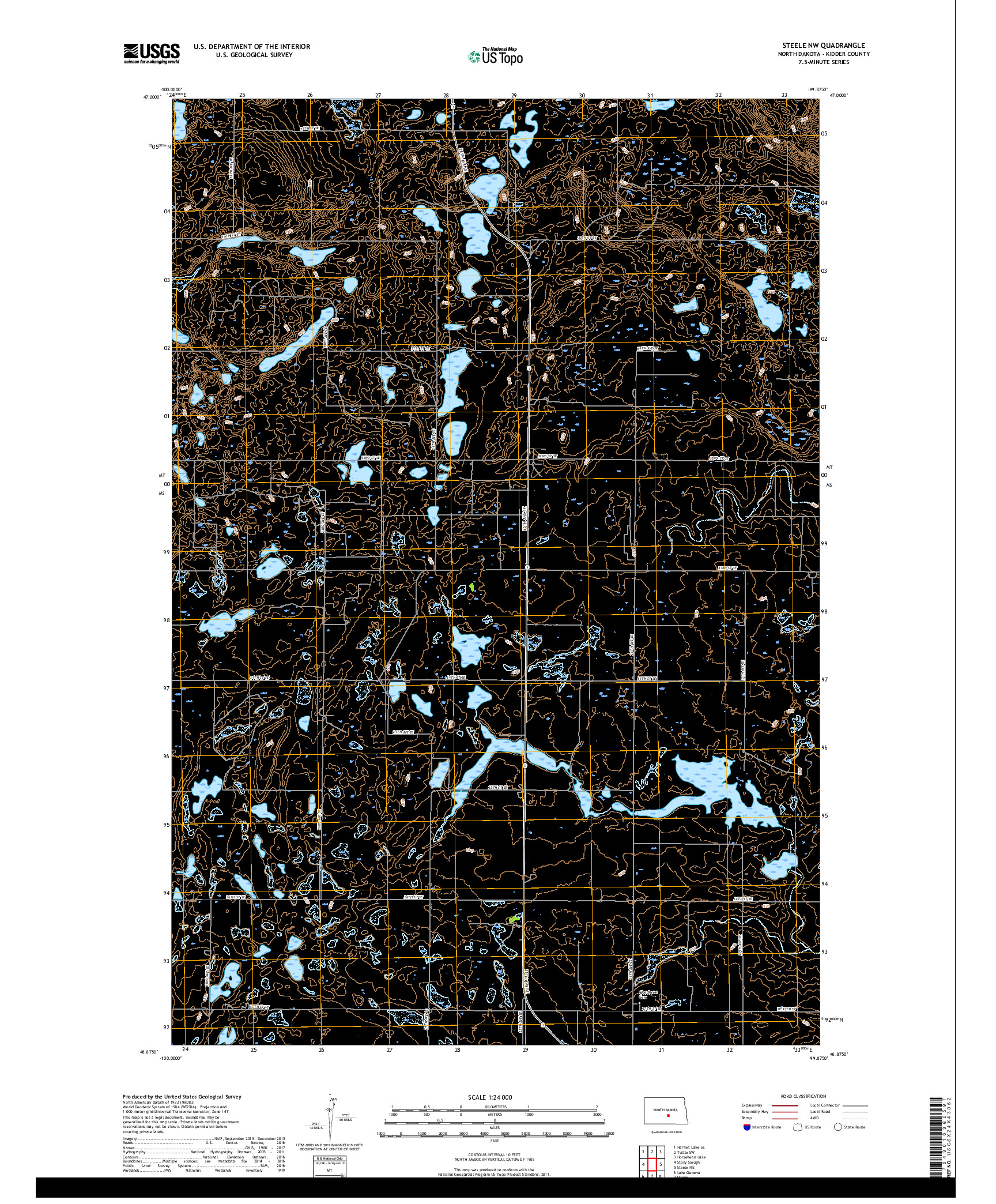 USGS US TOPO 7.5-MINUTE MAP FOR STEELE NW, ND 2018