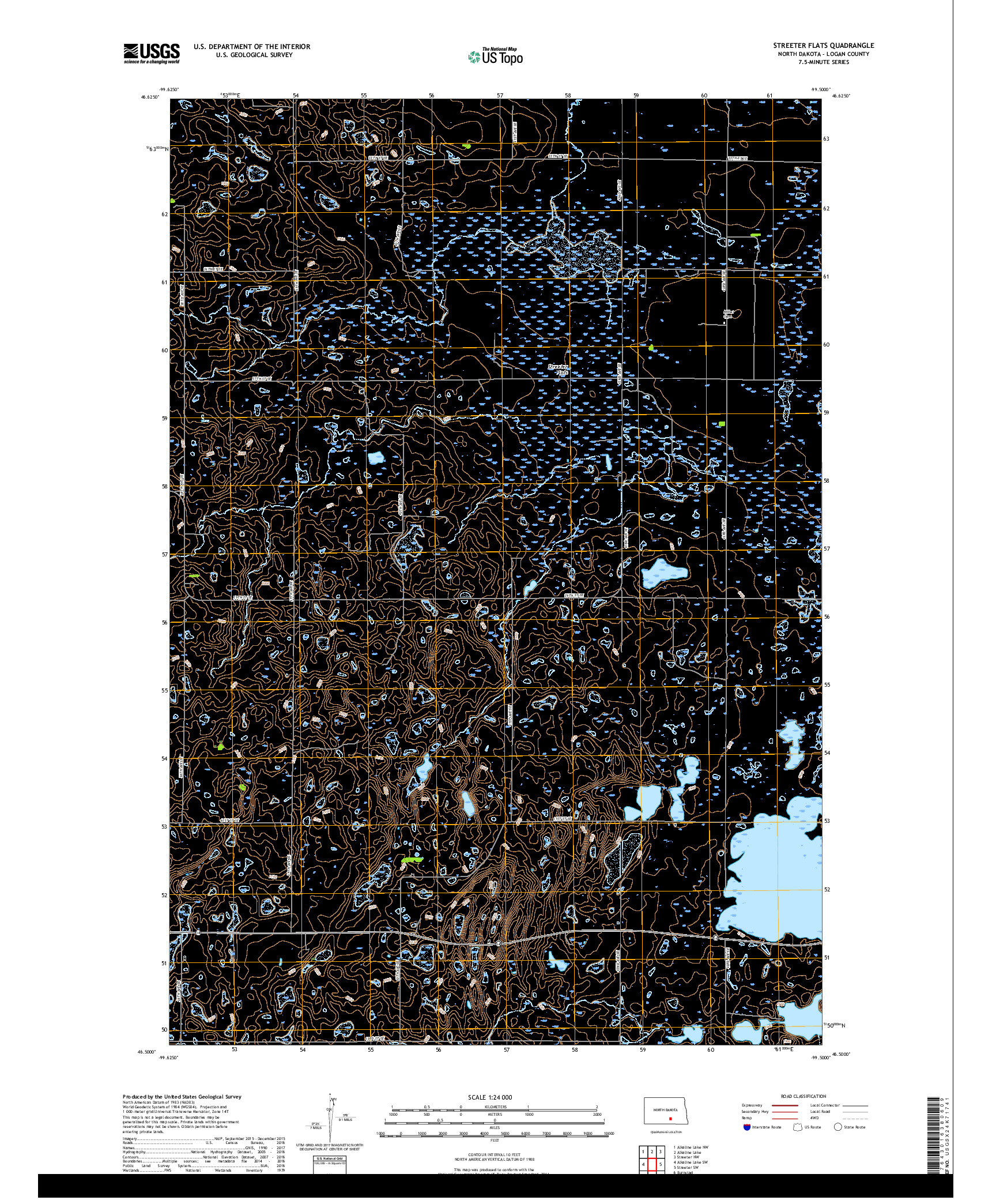 USGS US TOPO 7.5-MINUTE MAP FOR STREETER FLATS, ND 2018