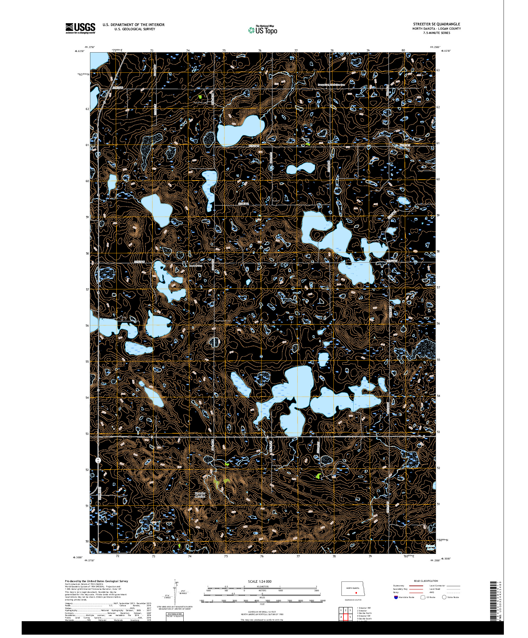 USGS US TOPO 7.5-MINUTE MAP FOR STREETER SE, ND 2018