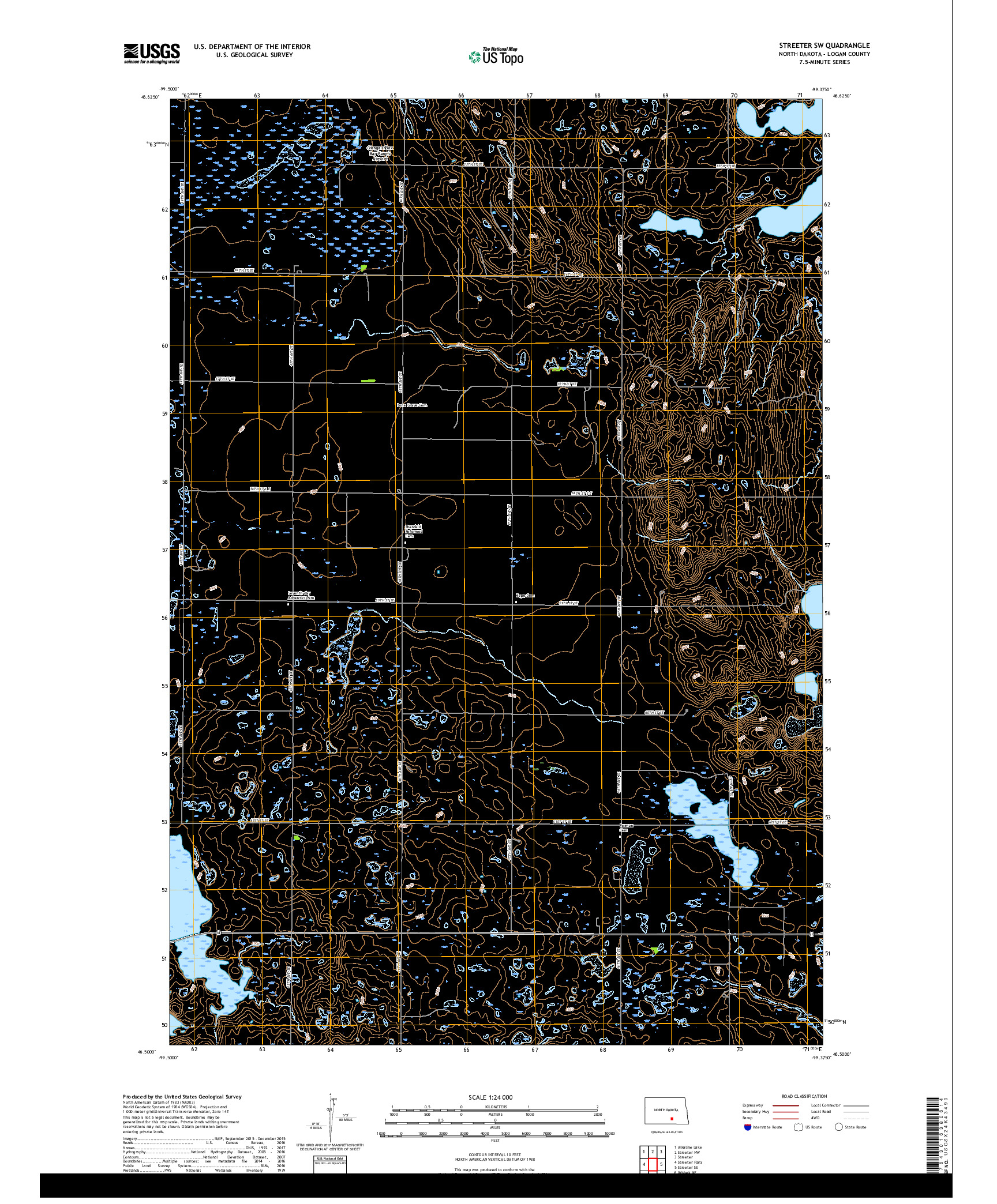 USGS US TOPO 7.5-MINUTE MAP FOR STREETER SW, ND 2018