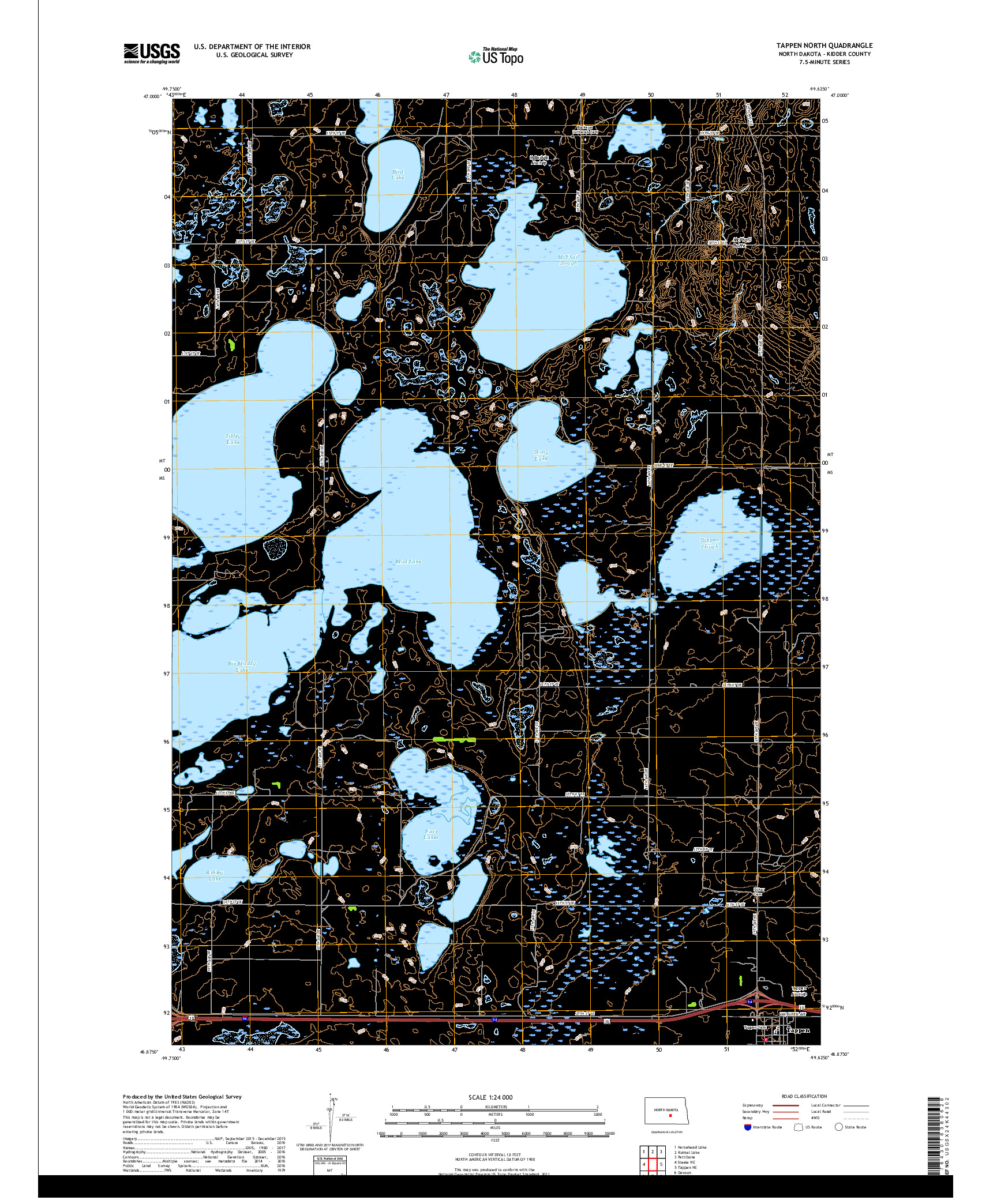 USGS US TOPO 7.5-MINUTE MAP FOR TAPPEN NORTH, ND 2018