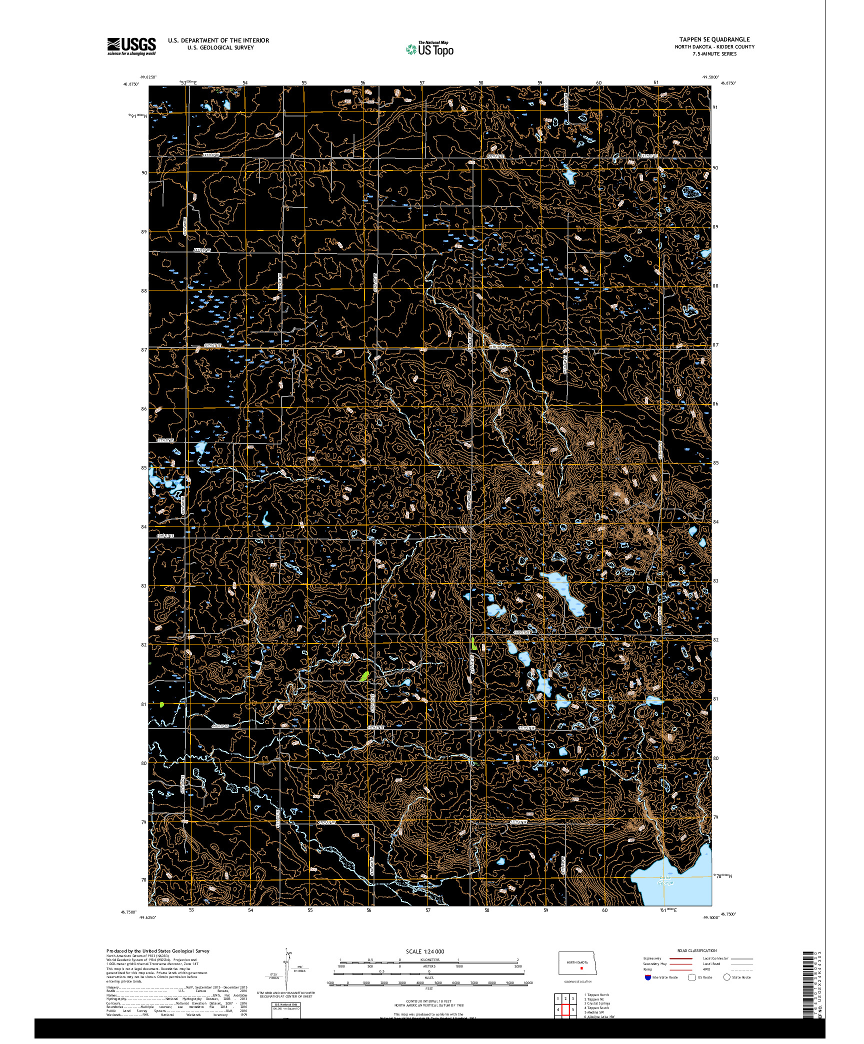 USGS US TOPO 7.5-MINUTE MAP FOR TAPPEN SE, ND 2018