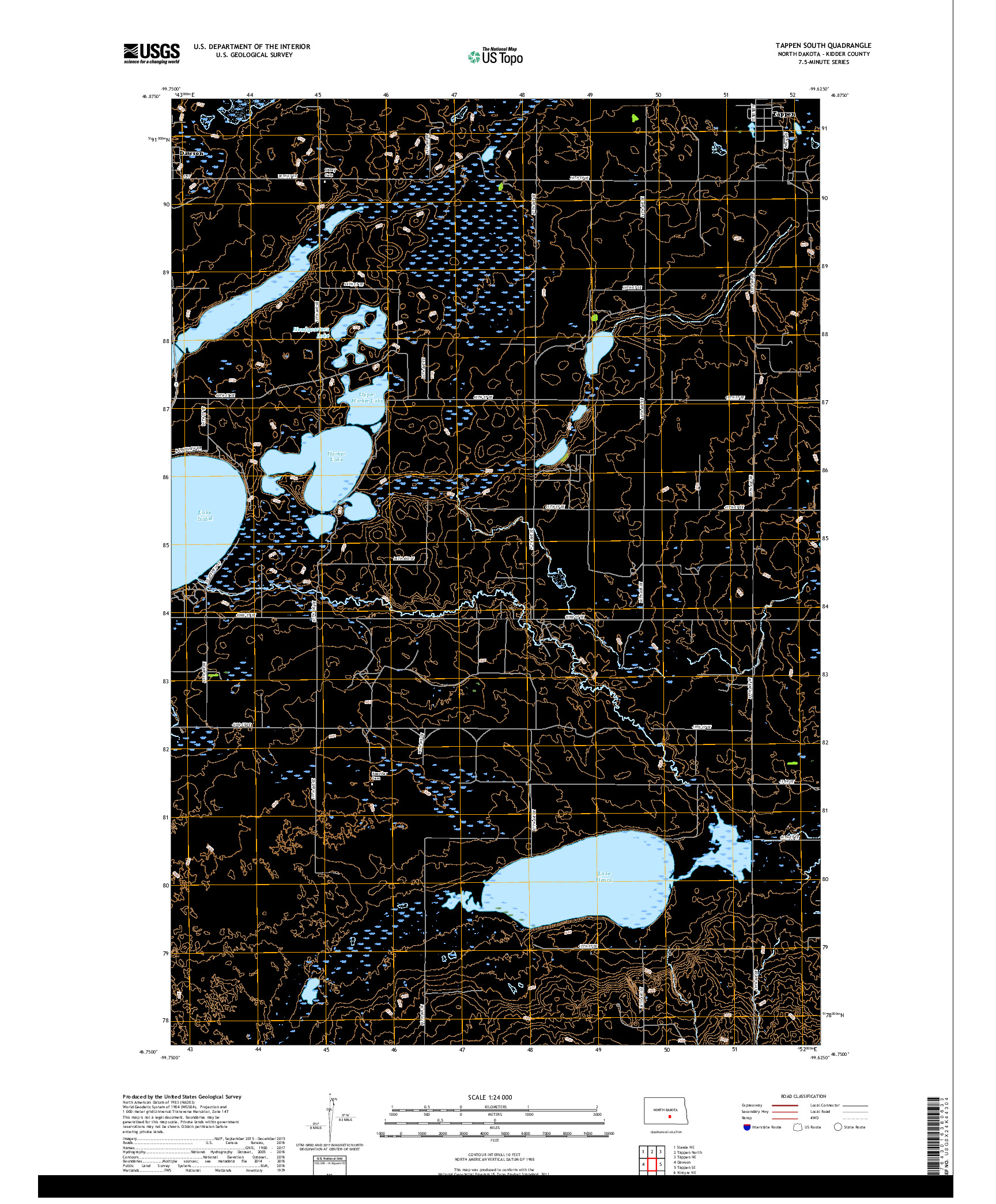 USGS US TOPO 7.5-MINUTE MAP FOR TAPPEN SOUTH, ND 2018