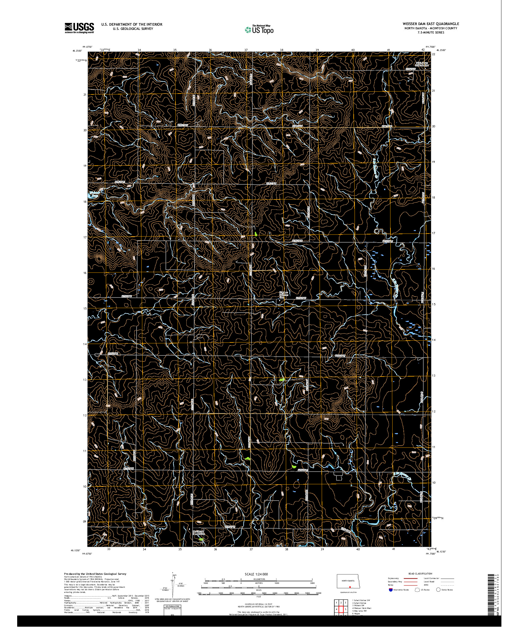 USGS US TOPO 7.5-MINUTE MAP FOR WEISSER DAM EAST, ND 2018