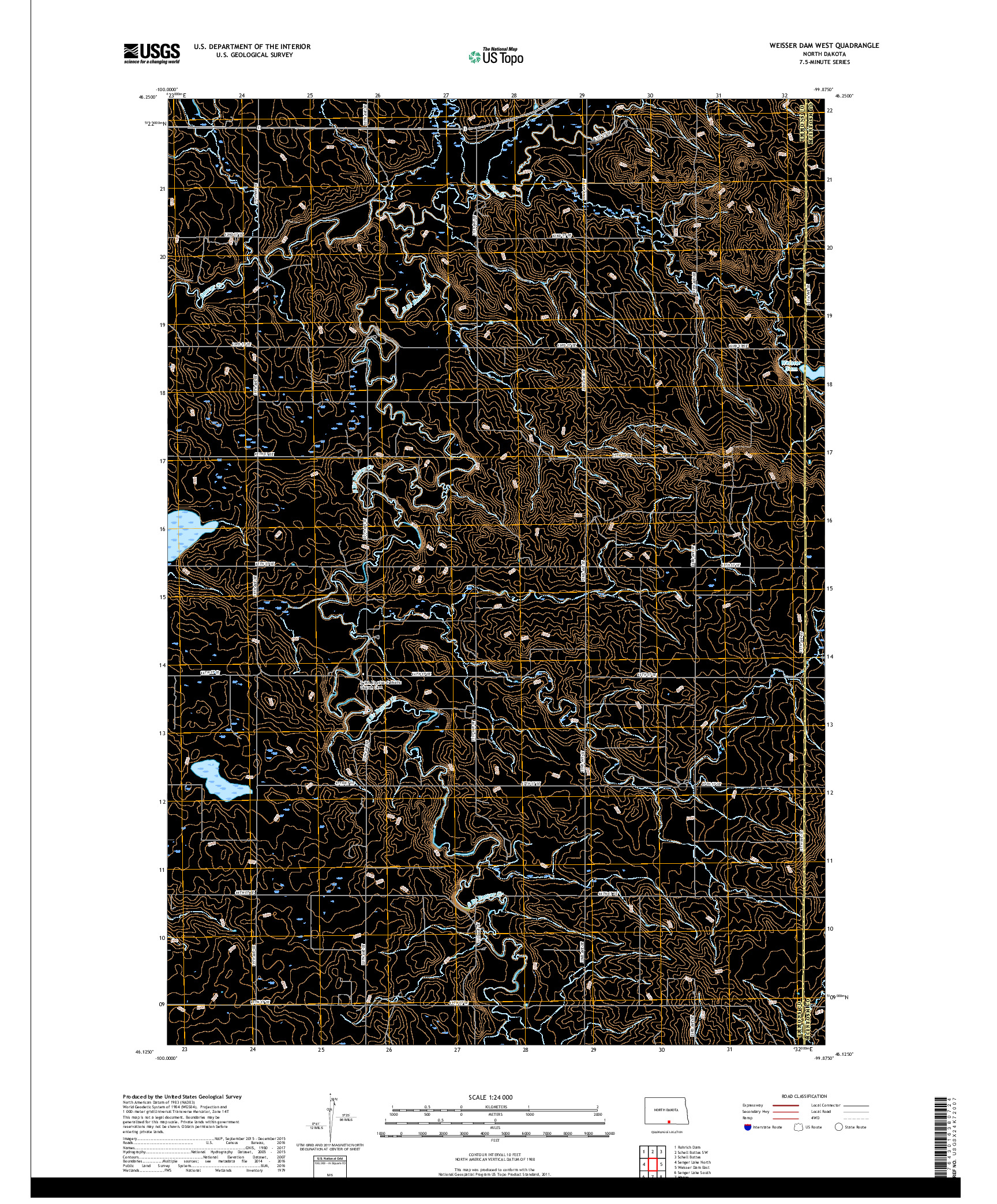 USGS US TOPO 7.5-MINUTE MAP FOR WEISSER DAM WEST, ND 2018