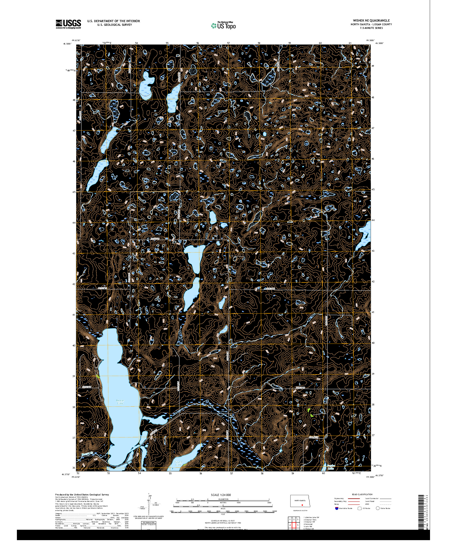 USGS US TOPO 7.5-MINUTE MAP FOR WISHEK NE, ND 2018