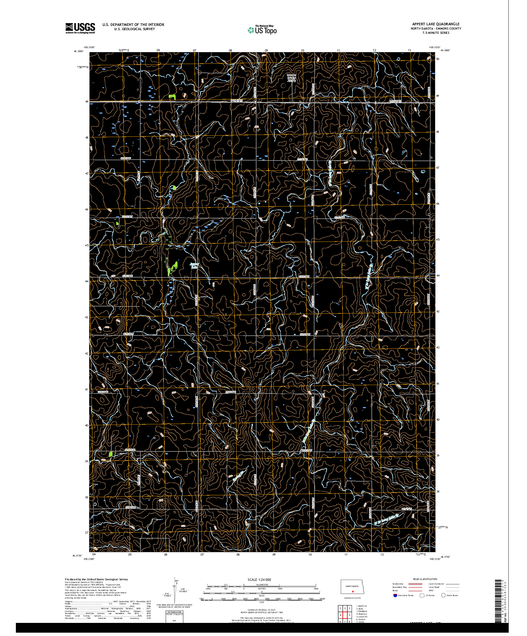 USGS US TOPO 7.5-MINUTE MAP FOR APPERT LAKE, ND 2018