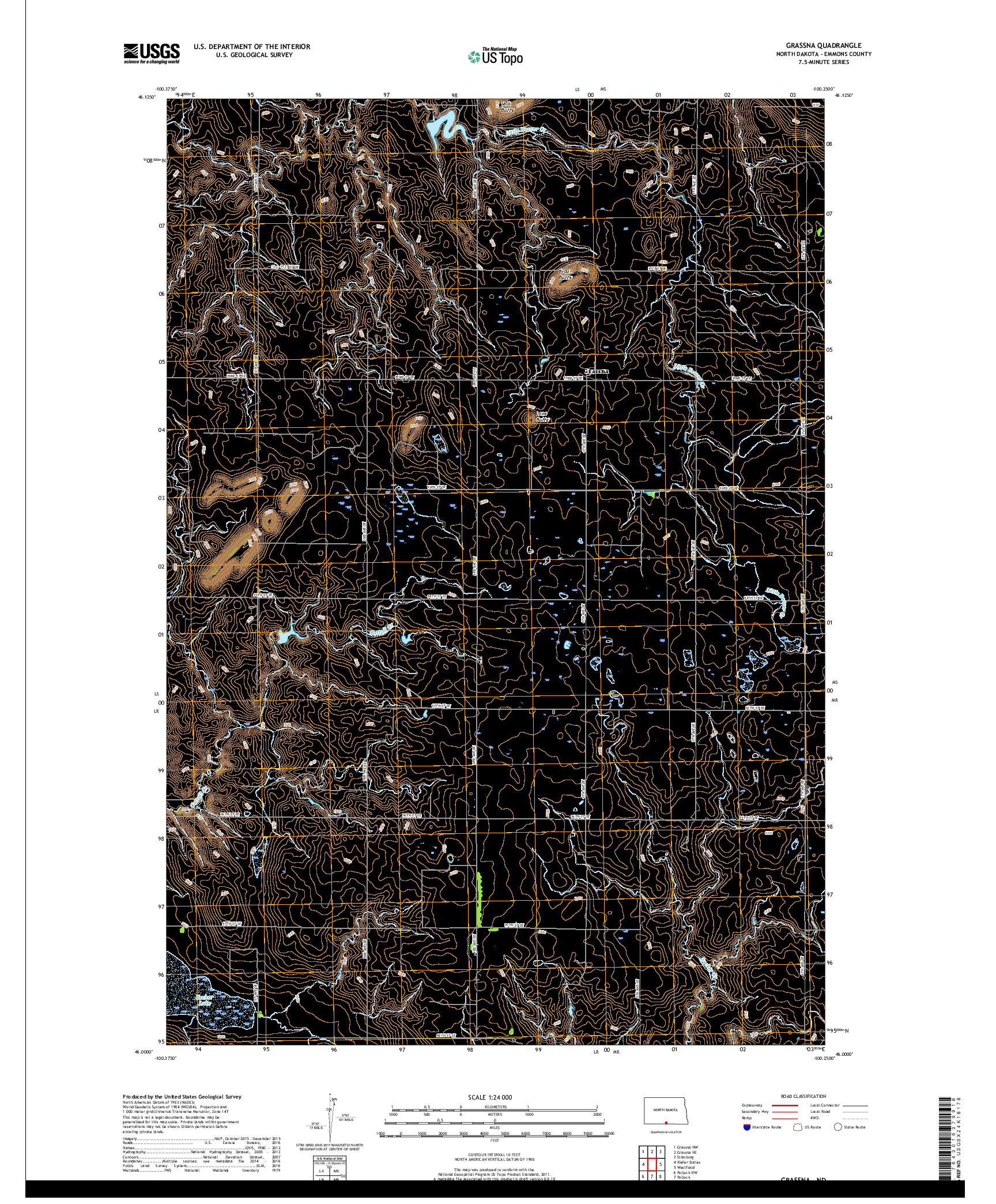 USGS US TOPO 7.5-MINUTE MAP FOR GRASSNA, ND 2018