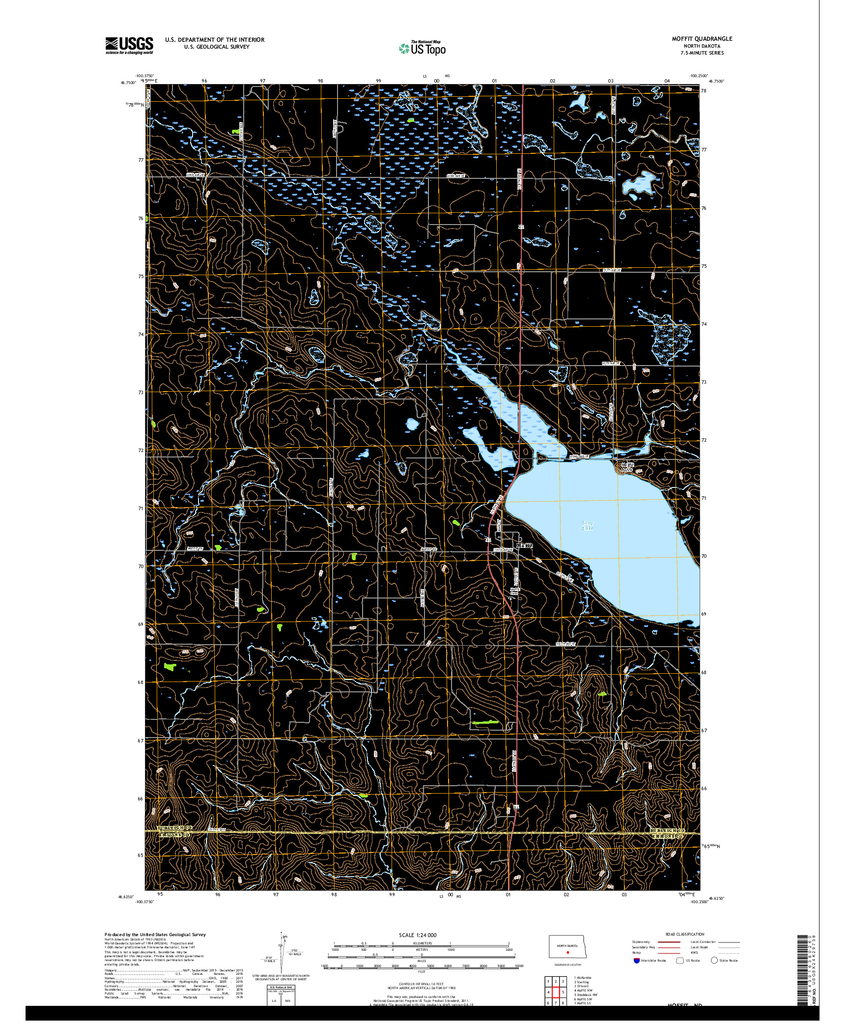 USGS US TOPO 7.5-MINUTE MAP FOR MOFFIT, ND 2018