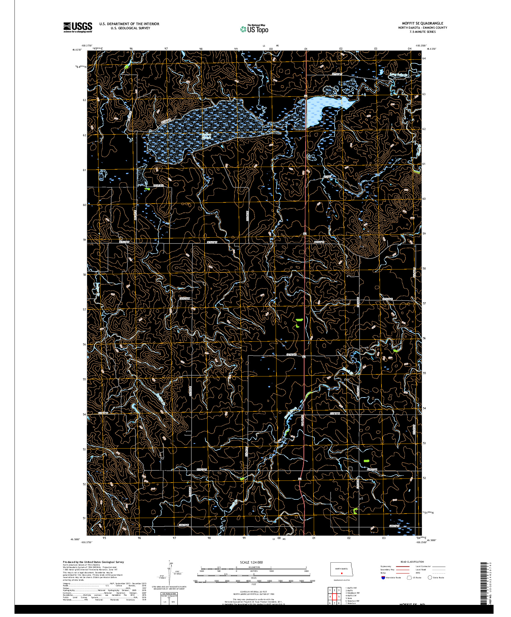 USGS US TOPO 7.5-MINUTE MAP FOR MOFFIT SE, ND 2018