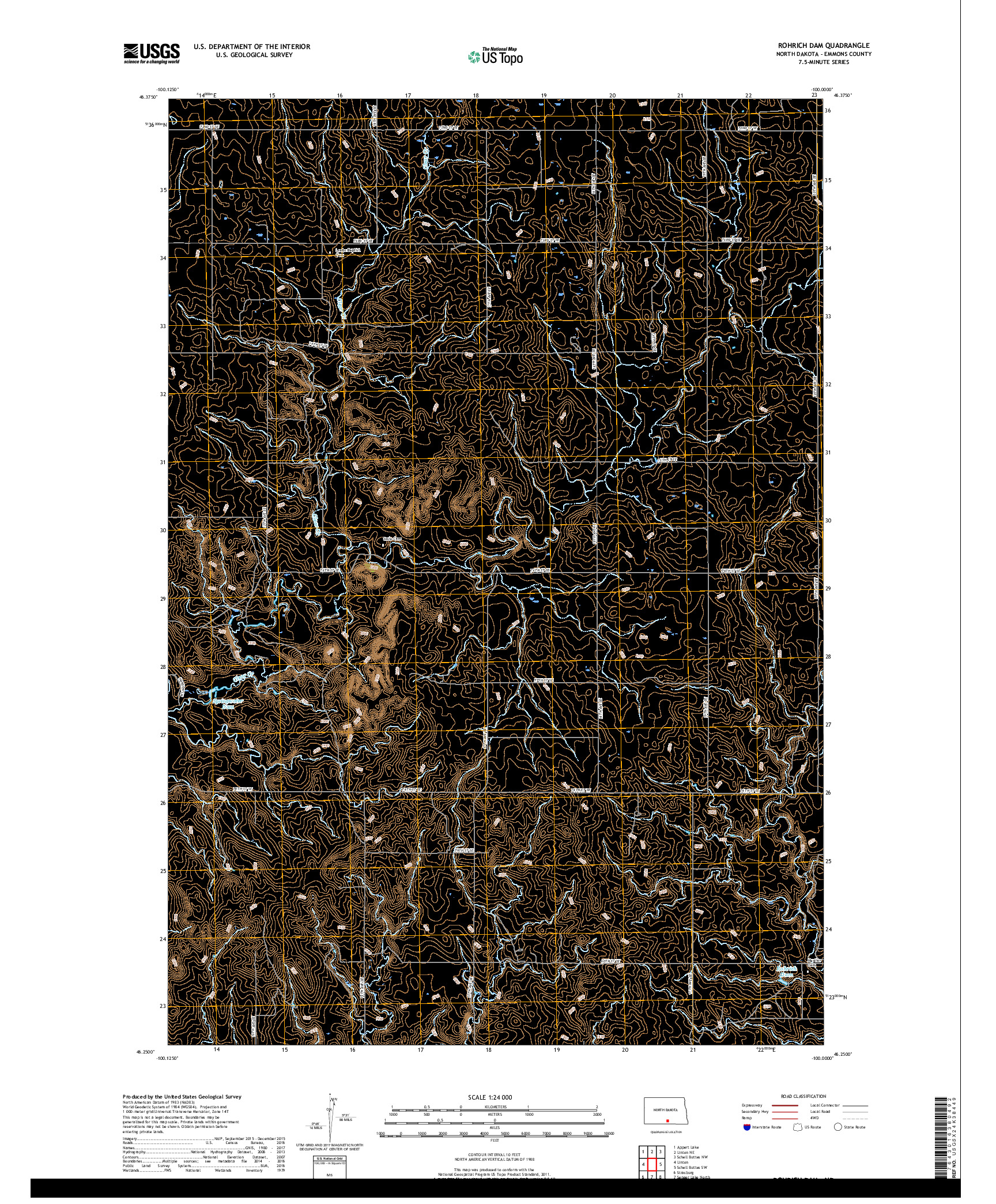 USGS US TOPO 7.5-MINUTE MAP FOR ROHRICH DAM, ND 2018