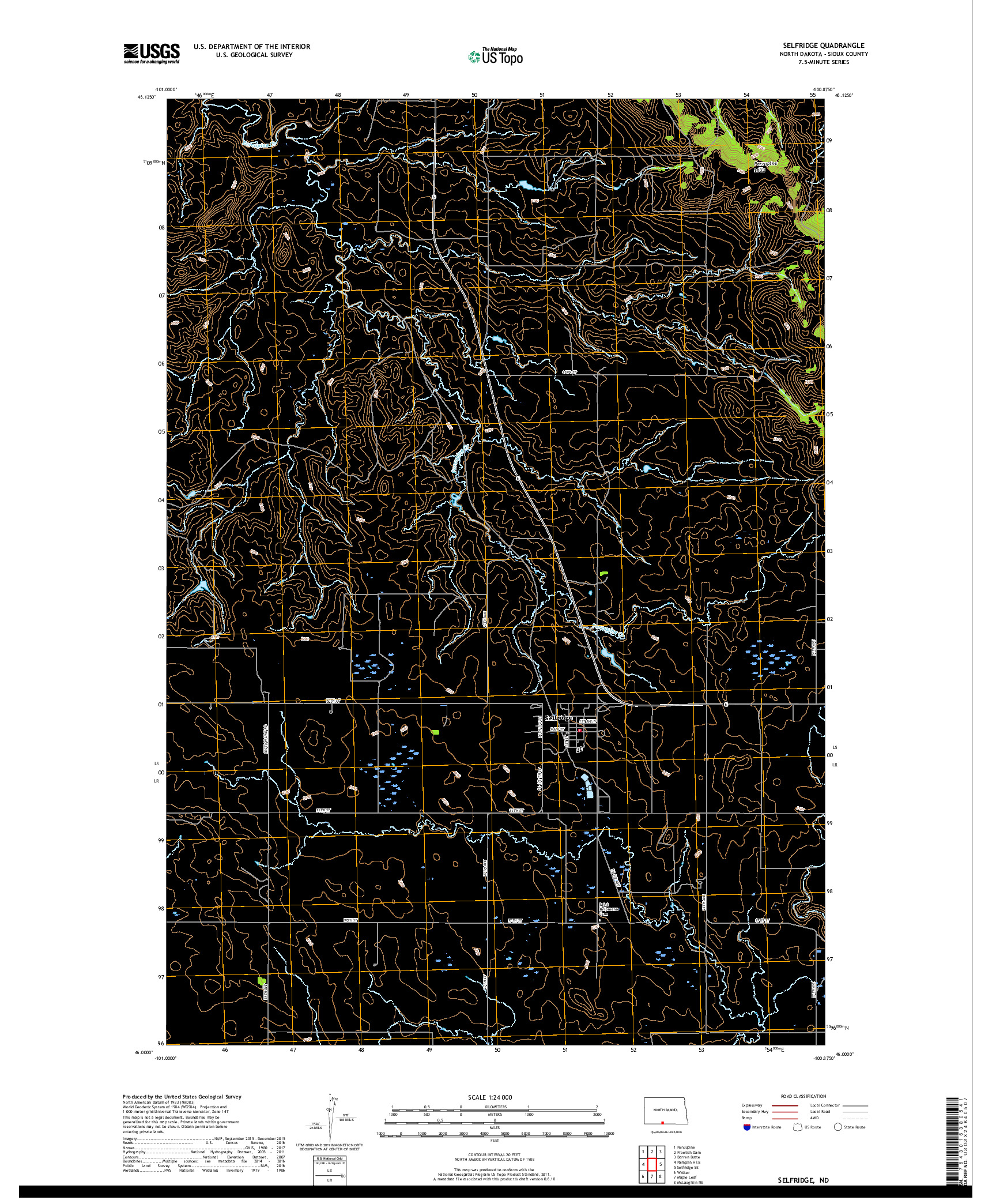 USGS US TOPO 7.5-MINUTE MAP FOR SELFRIDGE, ND 2018