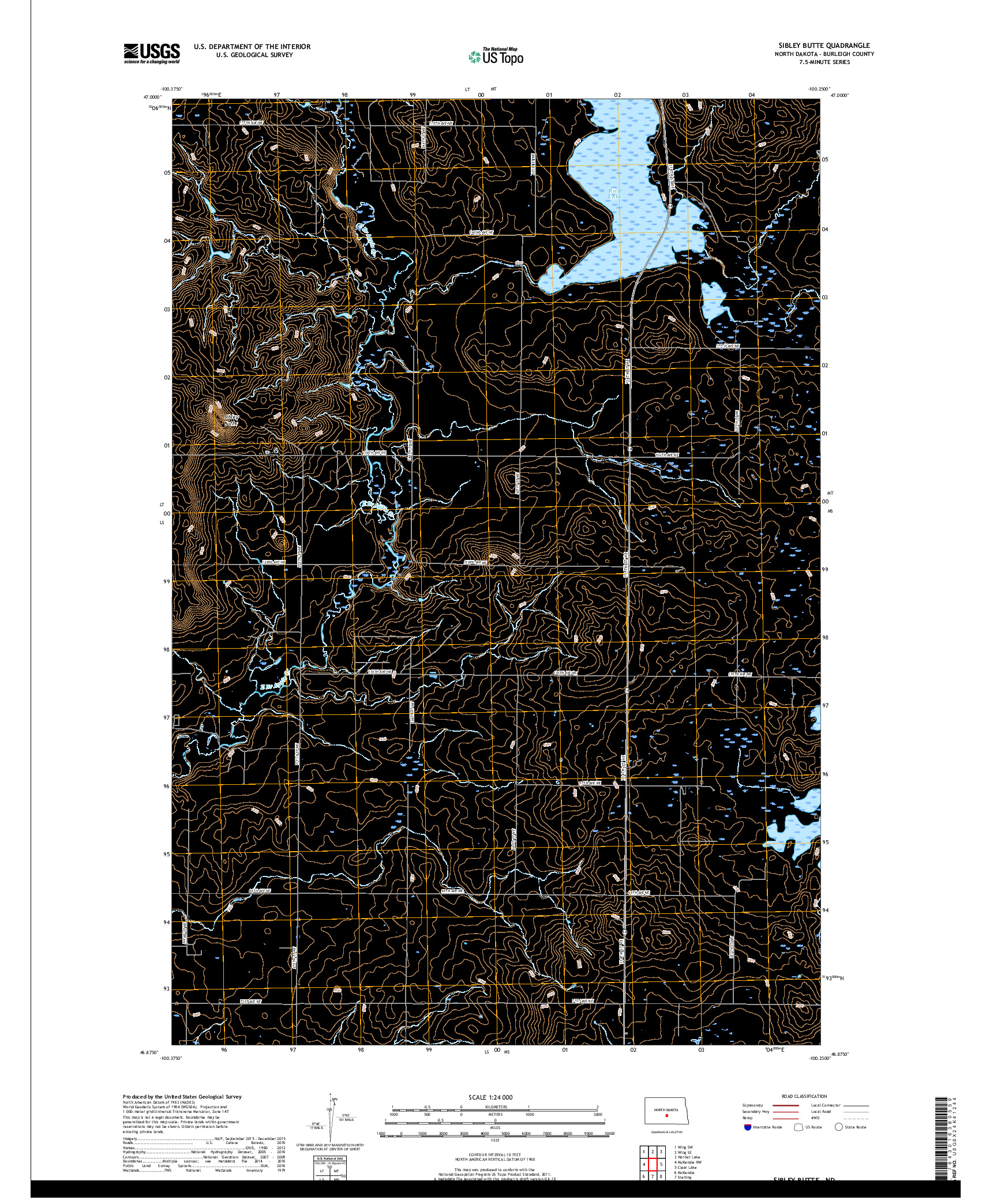 USGS US TOPO 7.5-MINUTE MAP FOR SIBLEY BUTTE, ND 2018