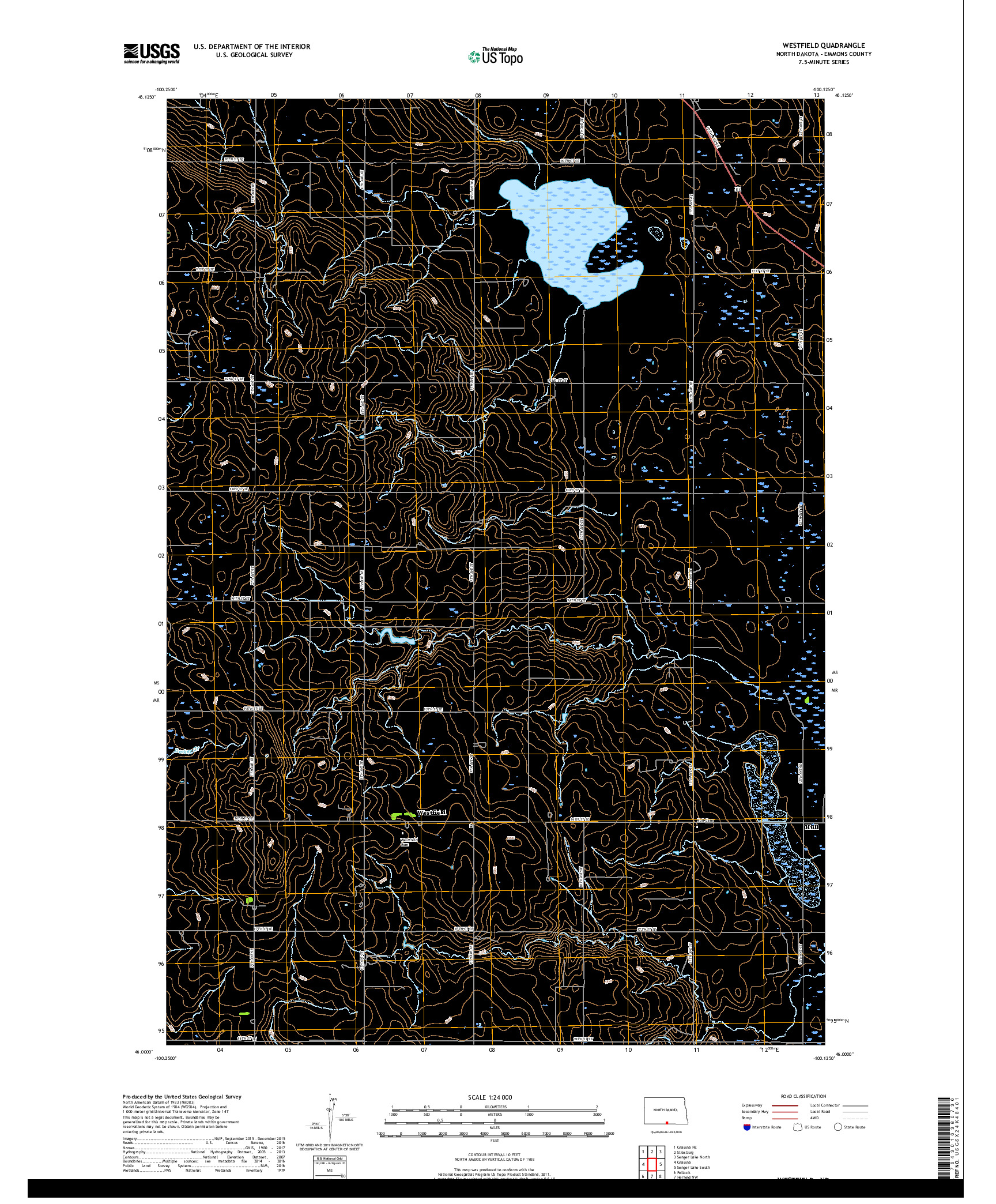 USGS US TOPO 7.5-MINUTE MAP FOR WESTFIELD, ND 2018