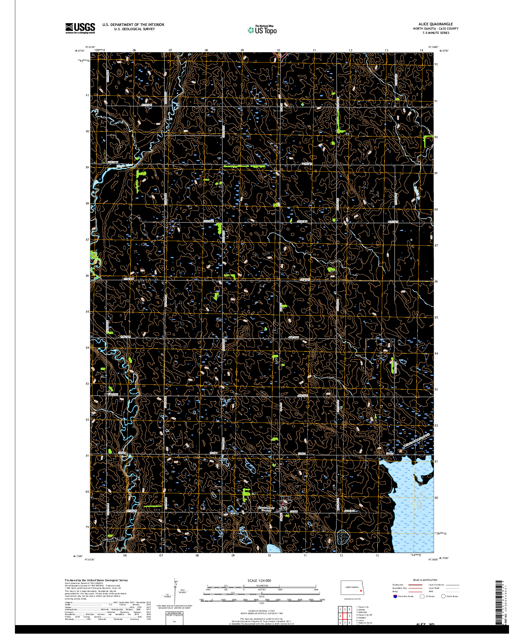 USGS US TOPO 7.5-MINUTE MAP FOR ALICE, ND 2018