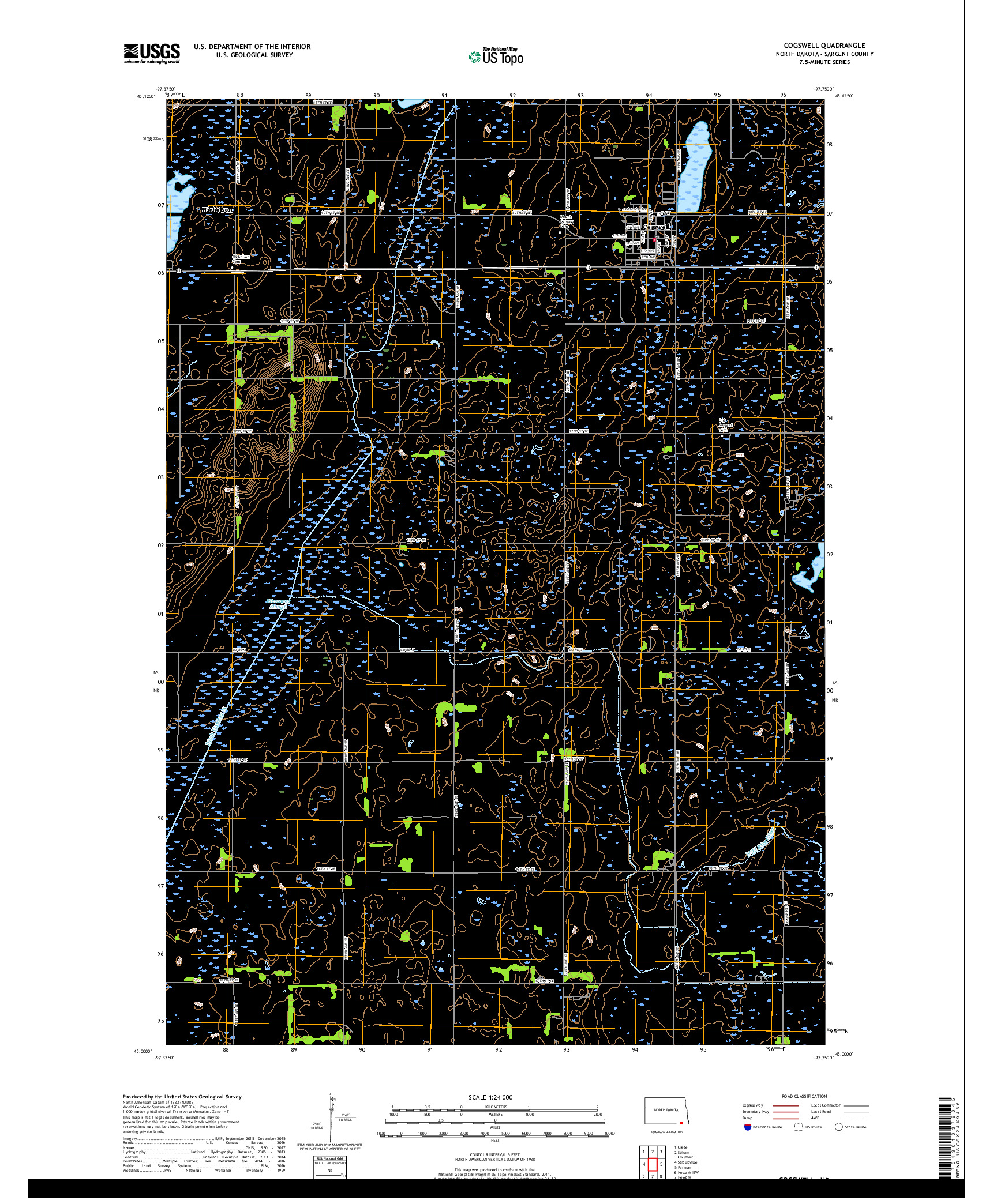 USGS US TOPO 7.5-MINUTE MAP FOR COGSWELL, ND 2018