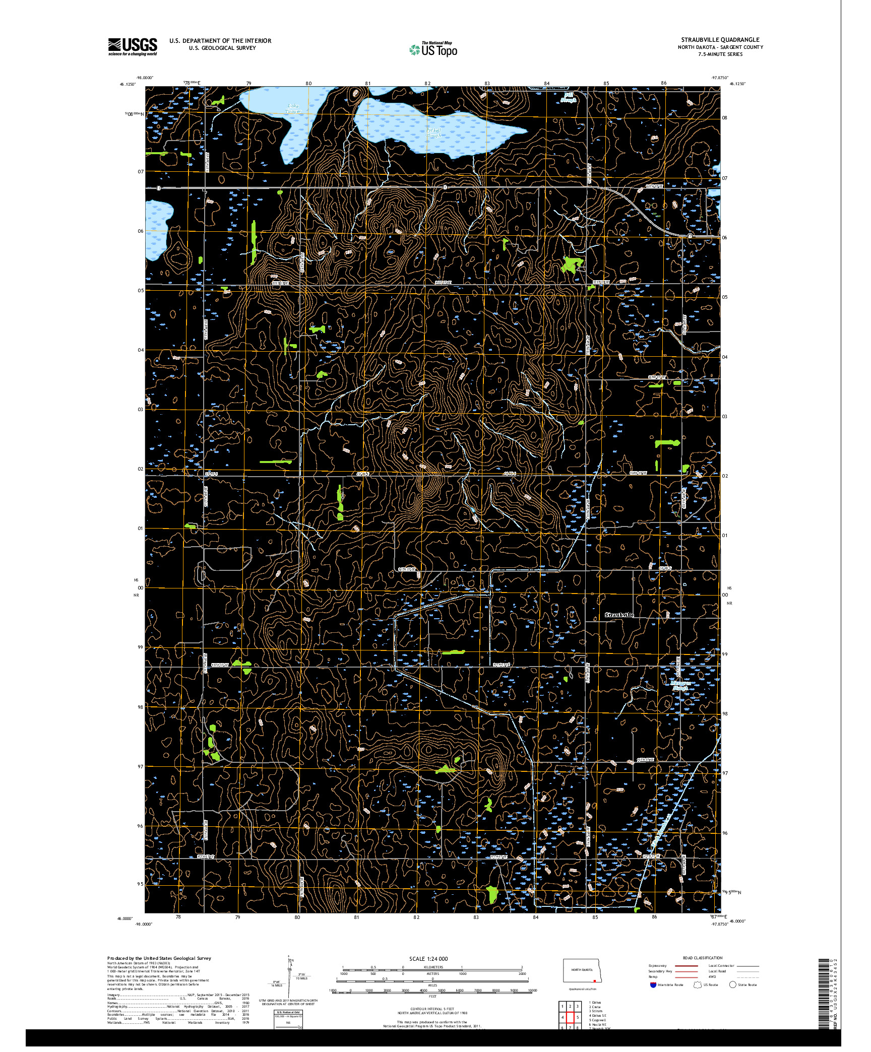 USGS US TOPO 7.5-MINUTE MAP FOR STRAUBVILLE, ND 2018