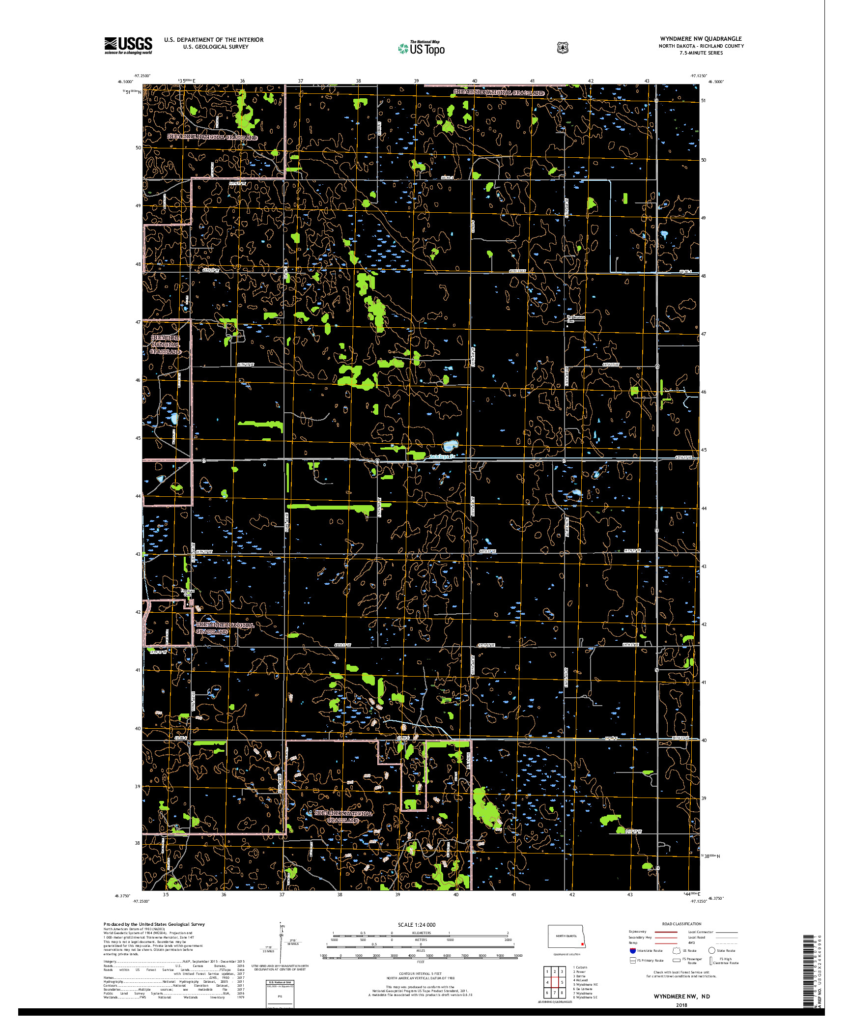 USGS US TOPO 7.5-MINUTE MAP FOR WYNDMERE NW, ND 2018