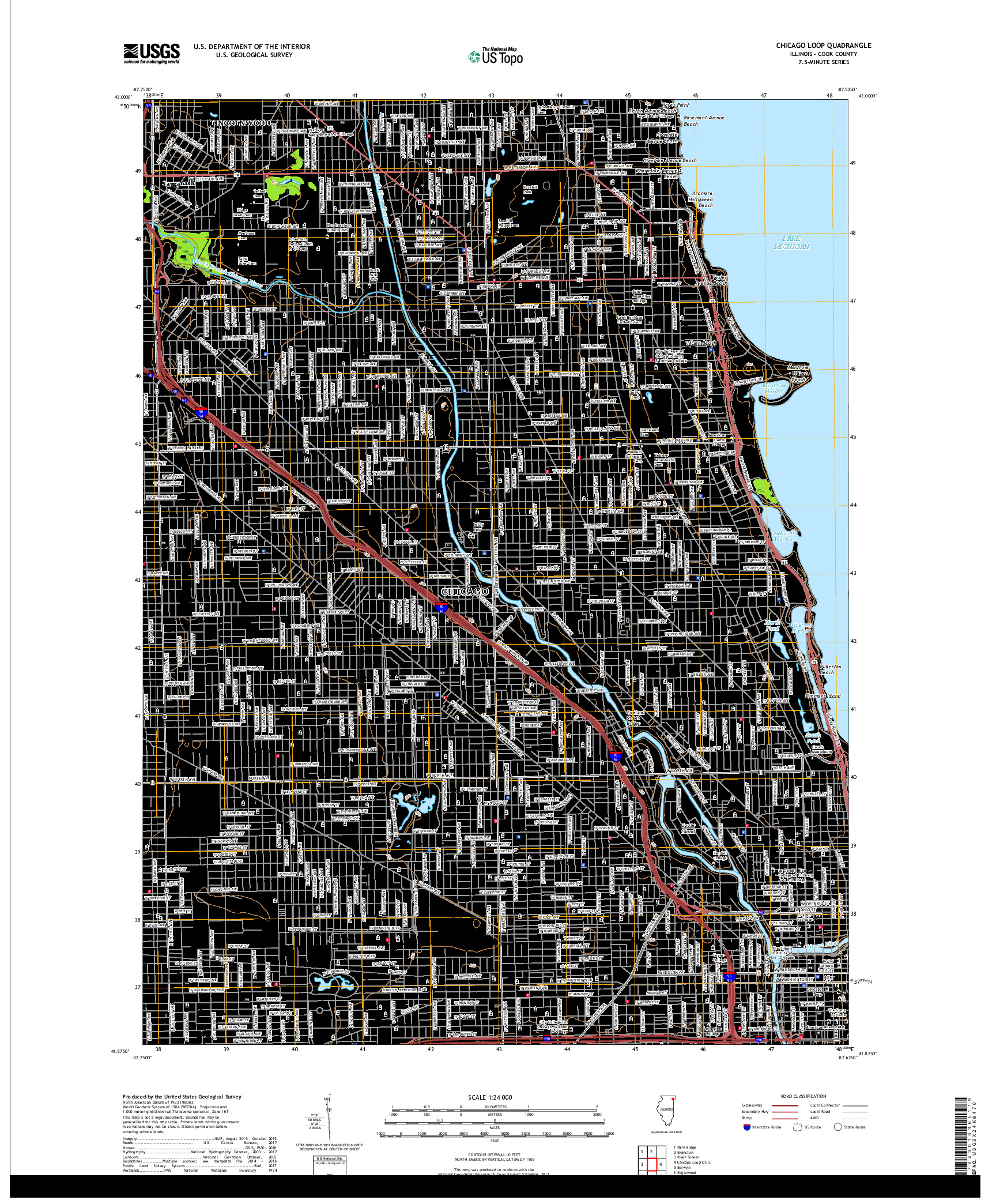 USGS US TOPO 7.5-MINUTE MAP FOR CHICAGO LOOP, IL 2018