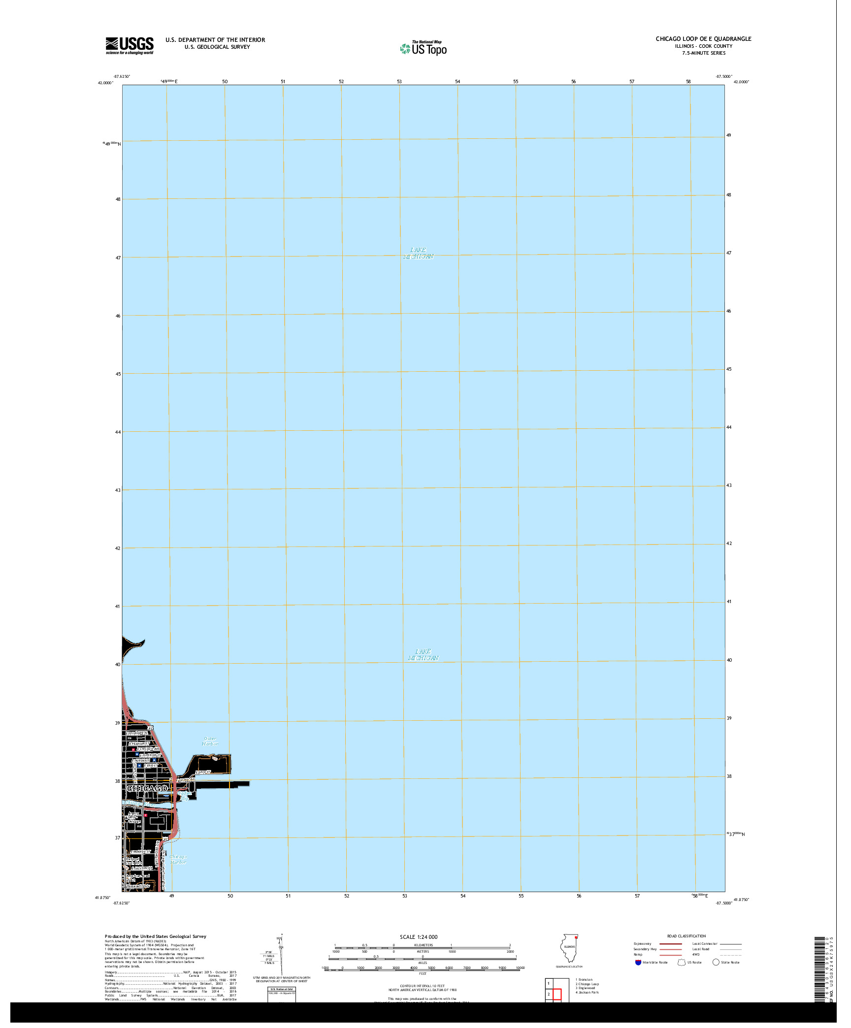 USGS US TOPO 7.5-MINUTE MAP FOR CHICAGO LOOP OE E, IL 2018