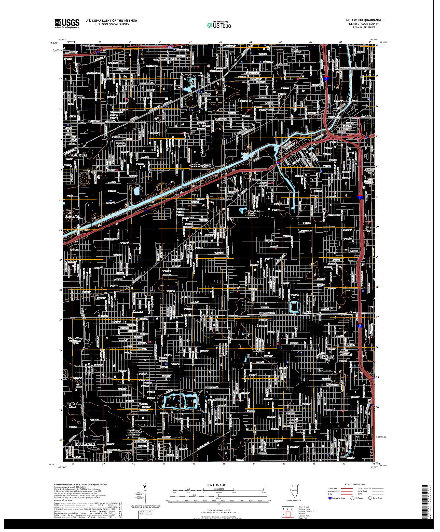 USGS US TOPO 7.5-MINUTE MAP FOR ENGLEWOOD, IL 2018