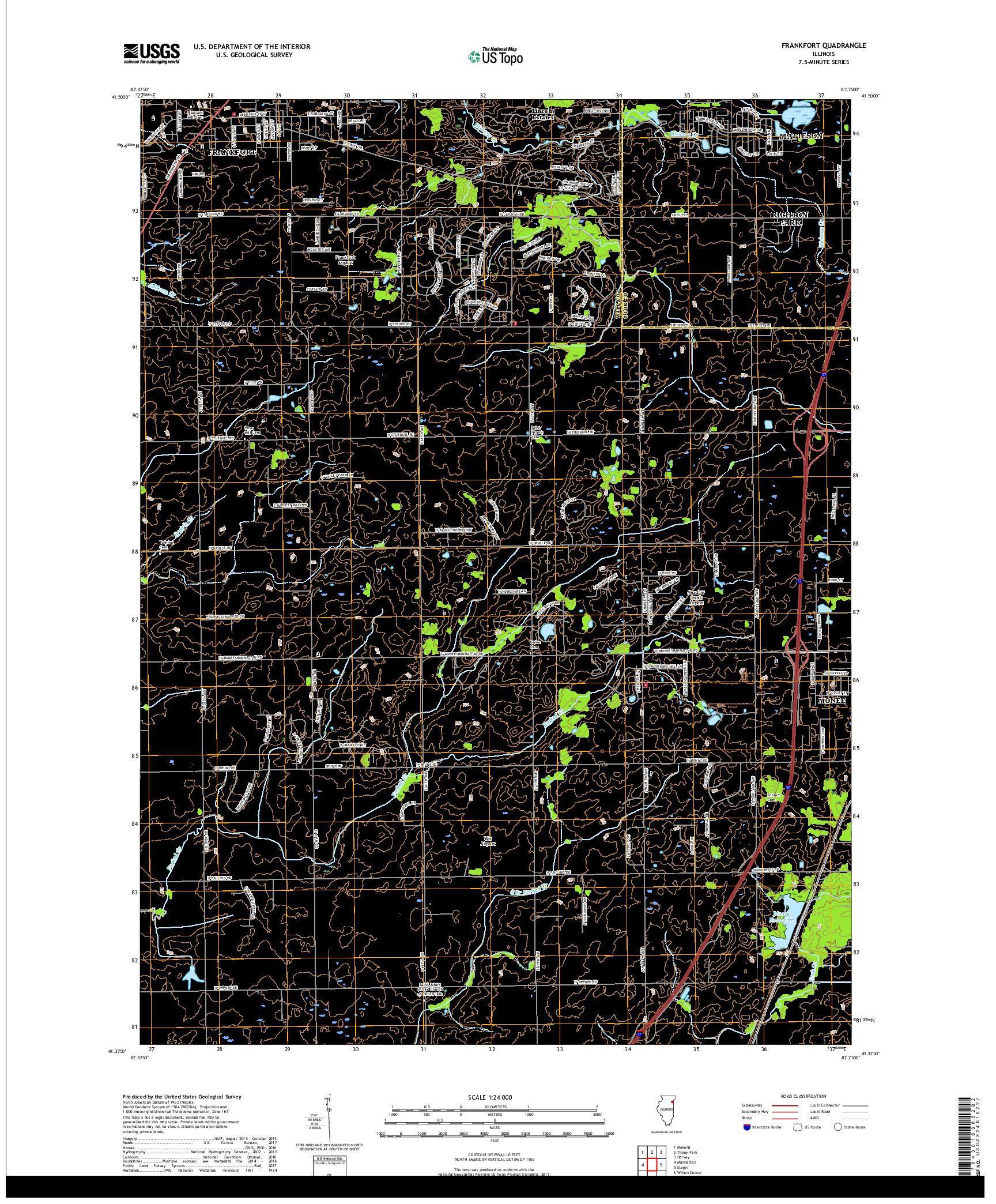 USGS US TOPO 7.5-MINUTE MAP FOR FRANKFORT, IL 2018