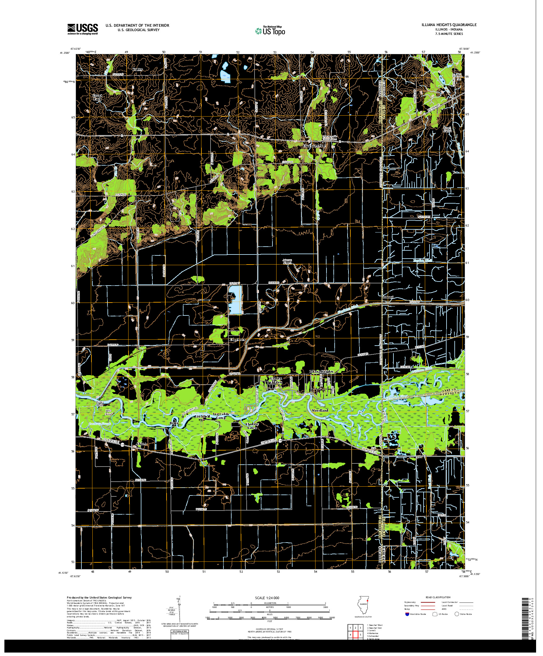 USGS US TOPO 7.5-MINUTE MAP FOR ILLIANA HEIGHTS, IL,IN 2018
