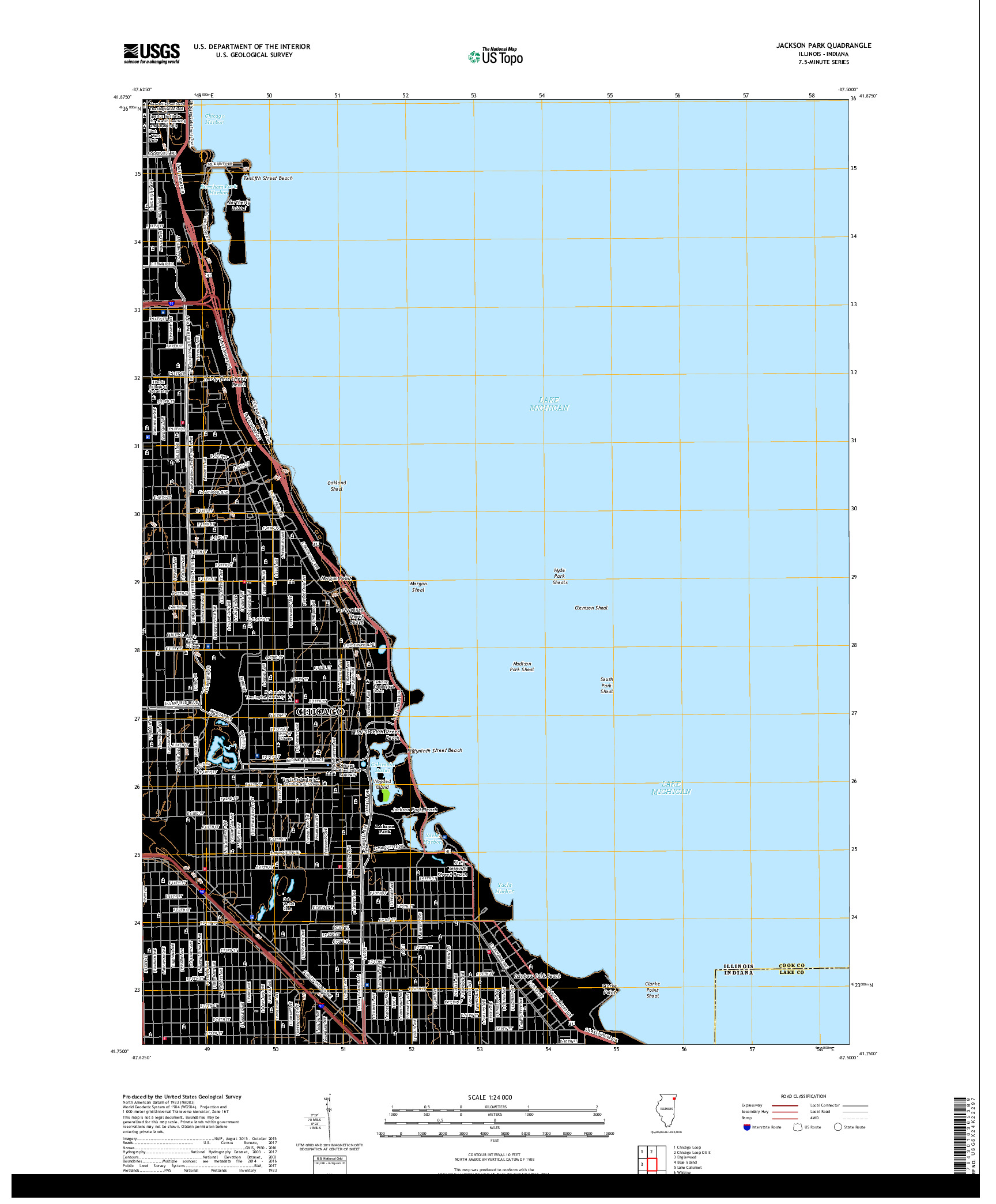 USGS US TOPO 7.5-MINUTE MAP FOR JACKSON PARK, IL,IN 2018