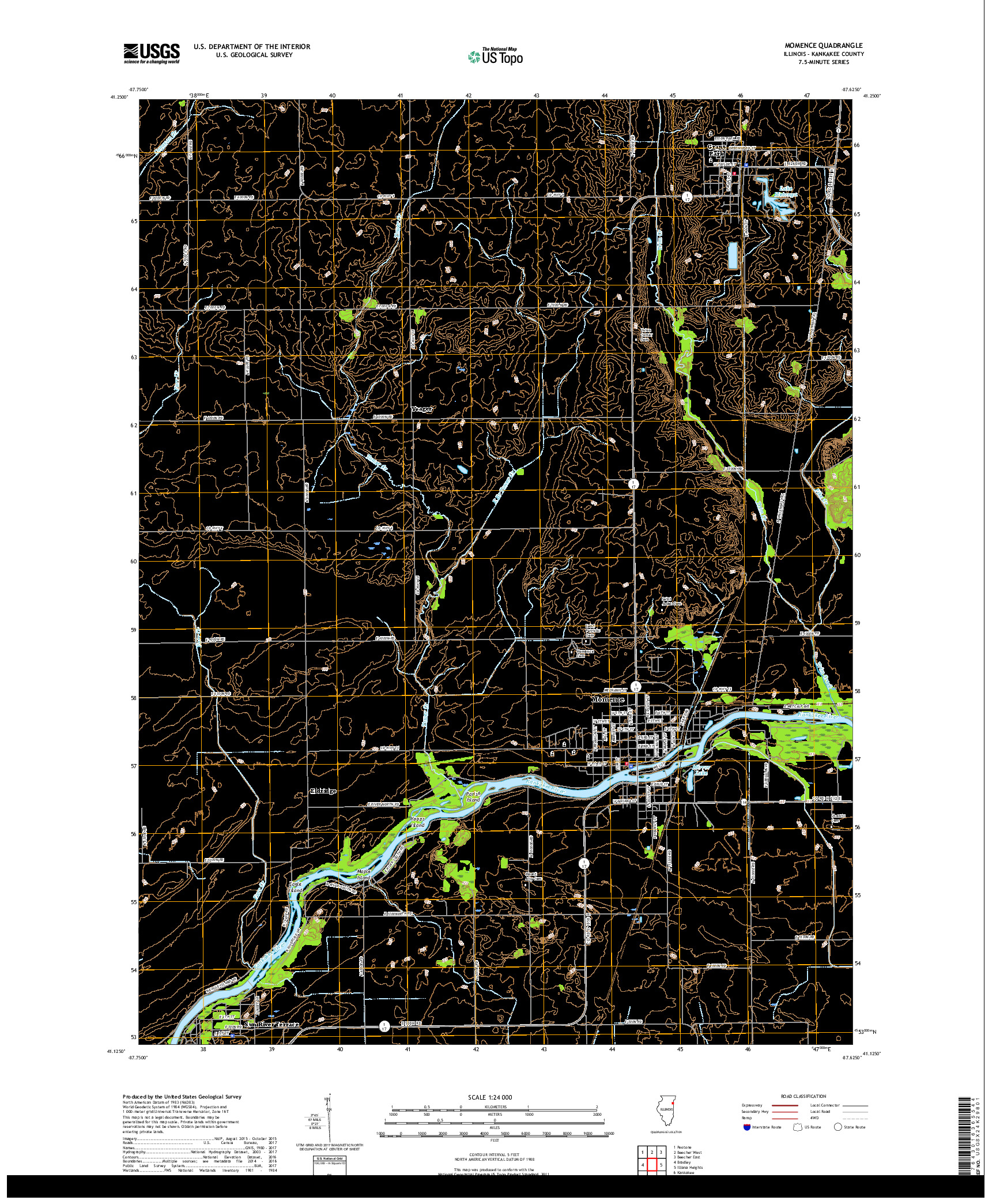 USGS US TOPO 7.5-MINUTE MAP FOR MOMENCE, IL 2018