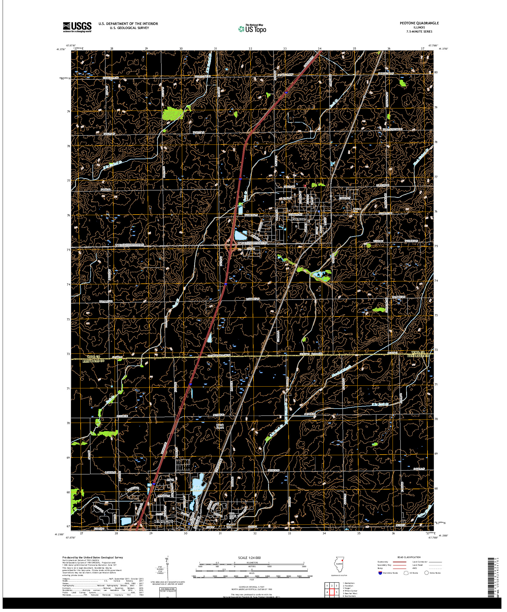 USGS US TOPO 7.5-MINUTE MAP FOR PEOTONE, IL 2018