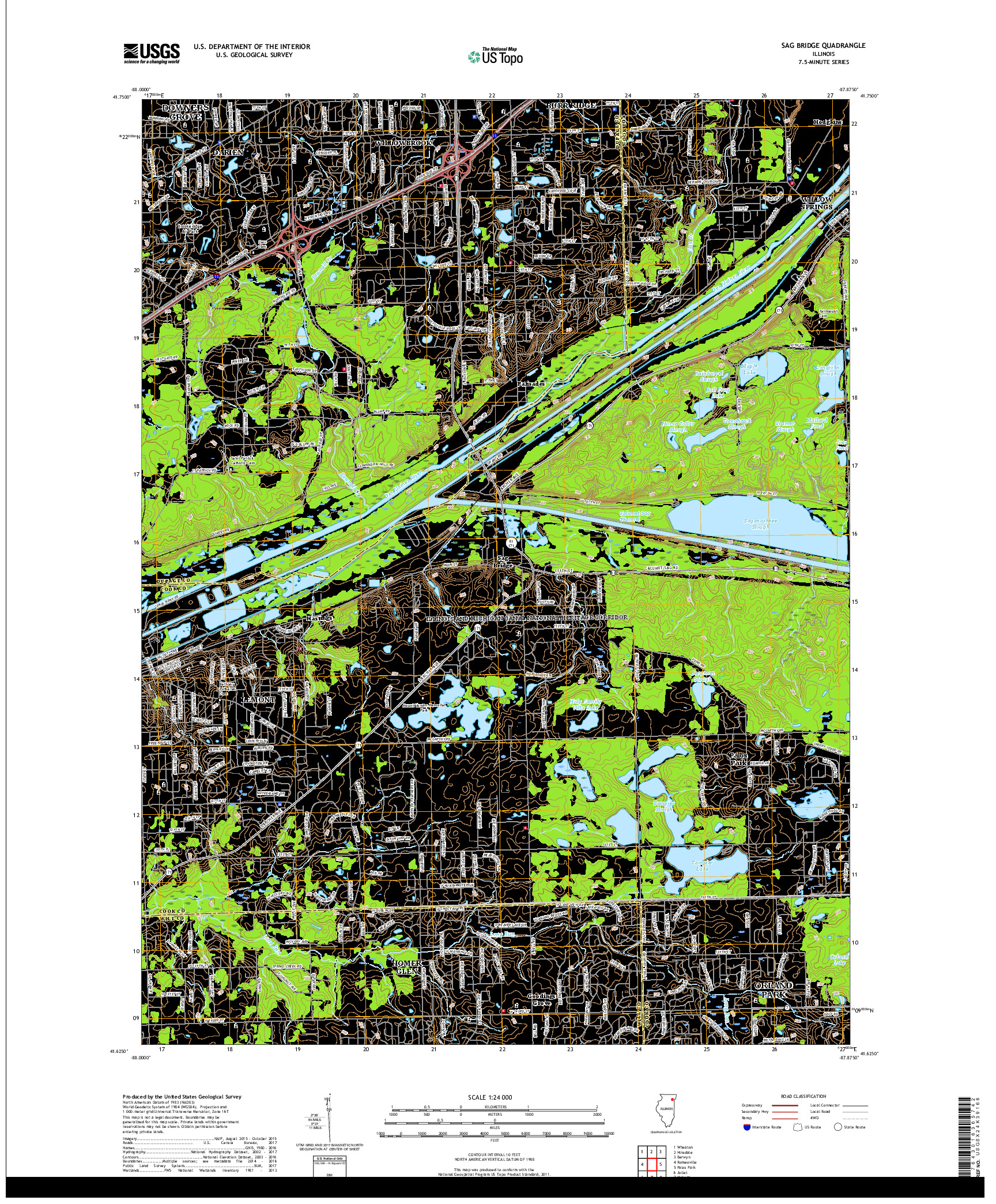 USGS US TOPO 7.5-MINUTE MAP FOR SAG BRIDGE, IL 2018