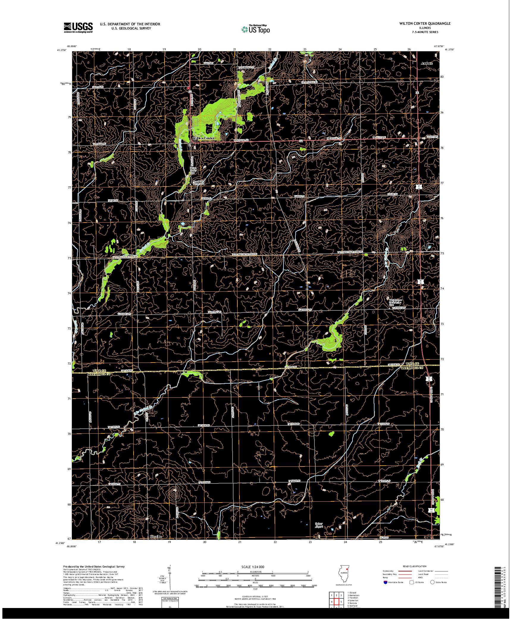 USGS US TOPO 7.5-MINUTE MAP FOR WILTON CENTER, IL 2018