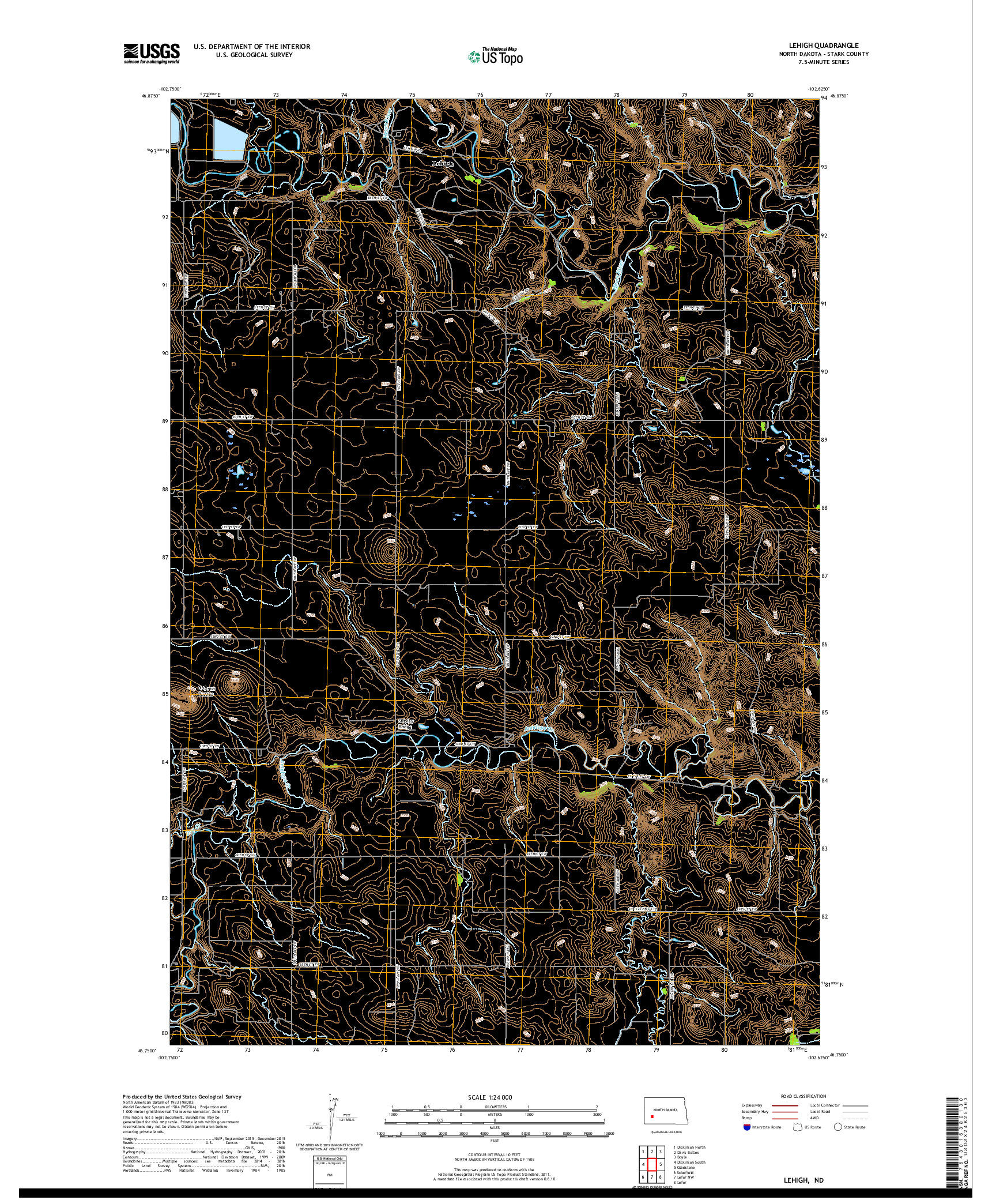 USGS US TOPO 7.5-MINUTE MAP FOR LEHIGH, ND 2018