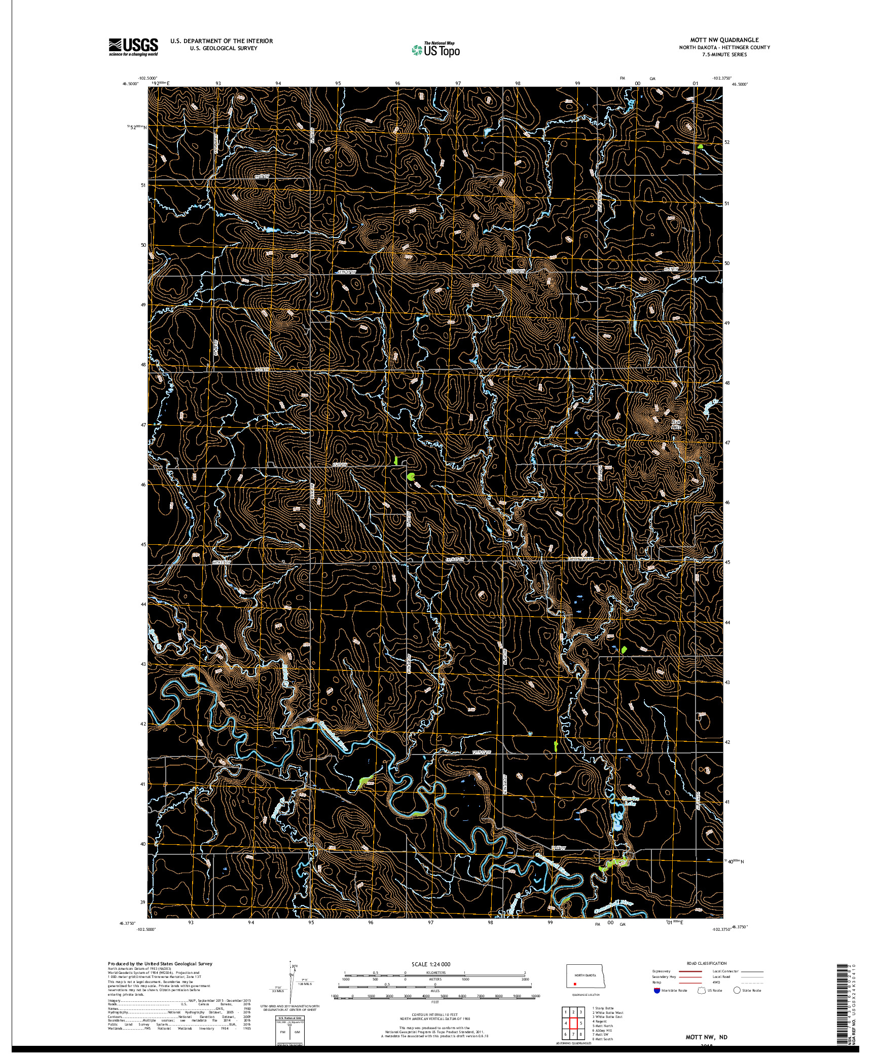 USGS US TOPO 7.5-MINUTE MAP FOR MOTT NW, ND 2018