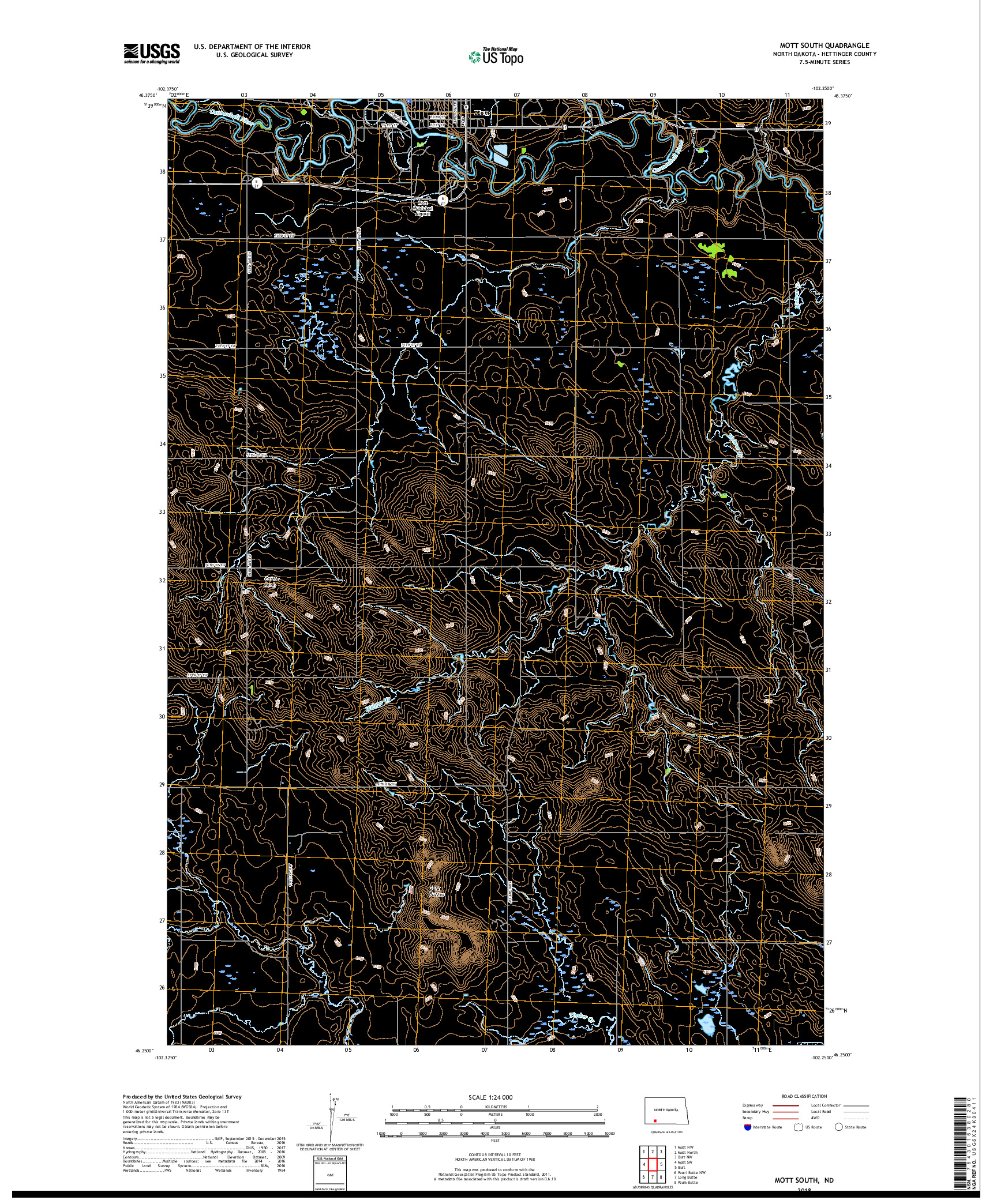 USGS US TOPO 7.5-MINUTE MAP FOR MOTT SOUTH, ND 2018