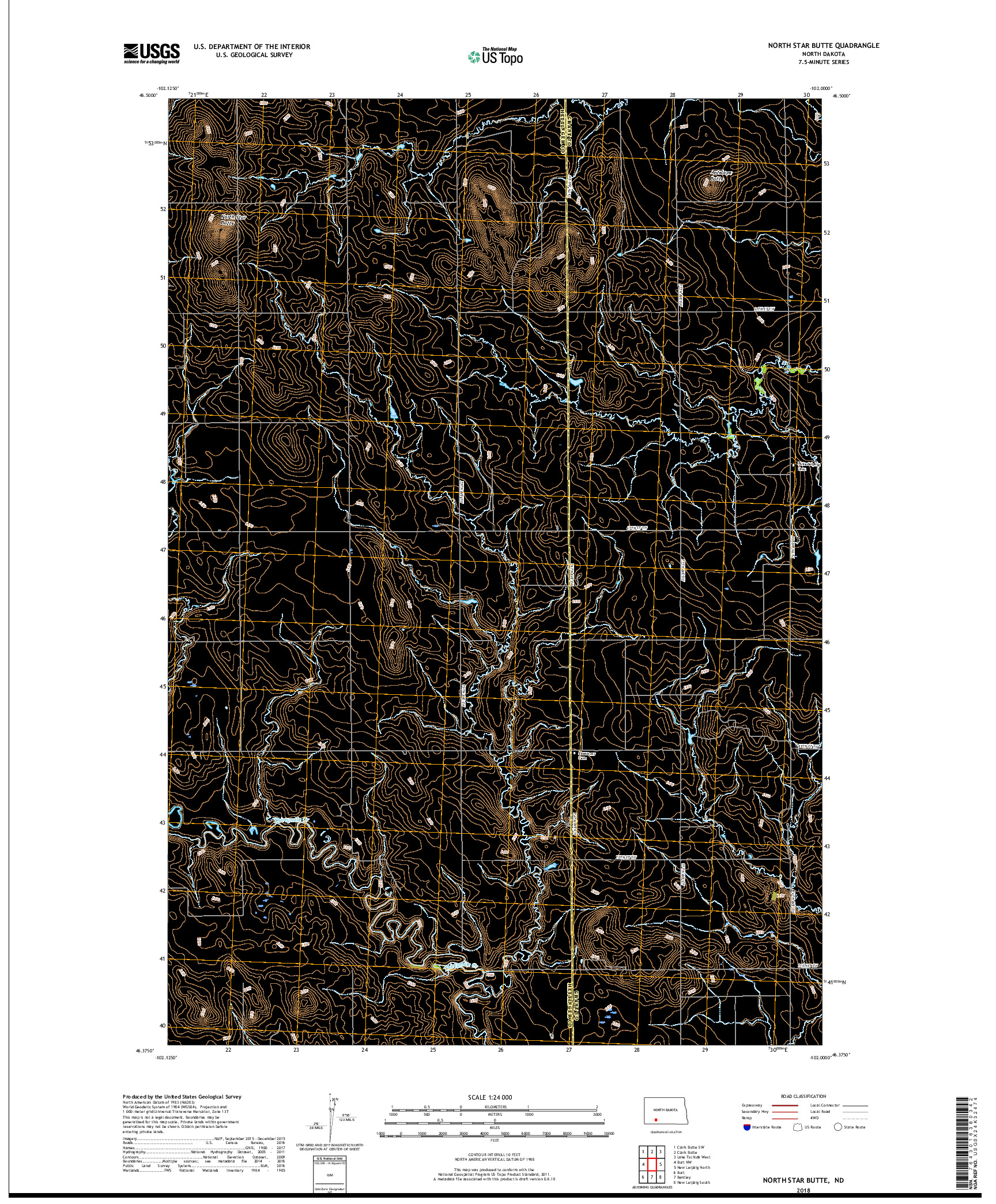 USGS US TOPO 7.5-MINUTE MAP FOR NORTH STAR BUTTE, ND 2018