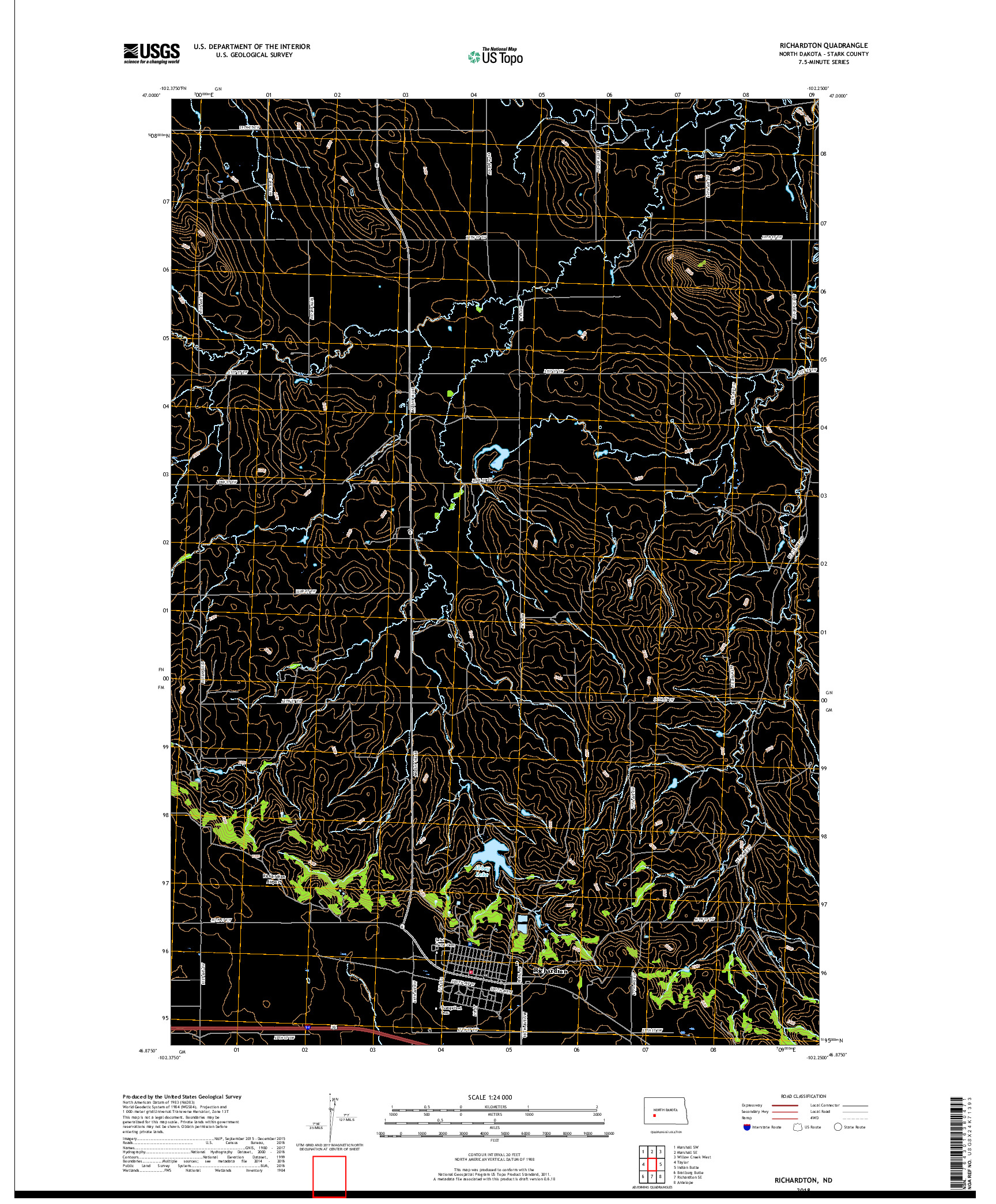 USGS US TOPO 7.5-MINUTE MAP FOR RICHARDTON, ND 2018