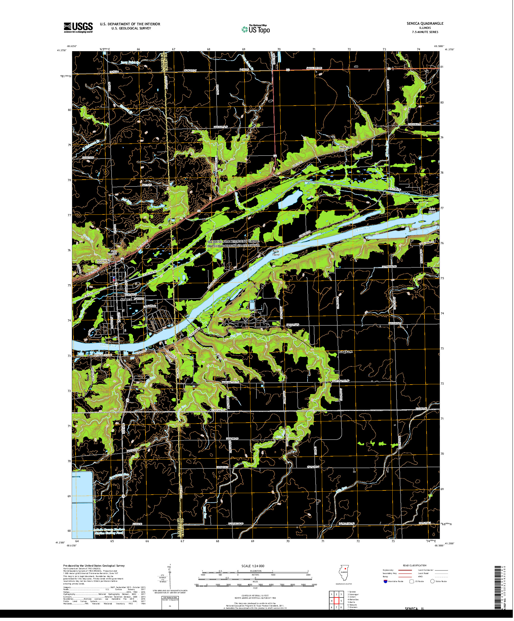 USGS US TOPO 7.5-MINUTE MAP FOR SENECA, IL 2018
