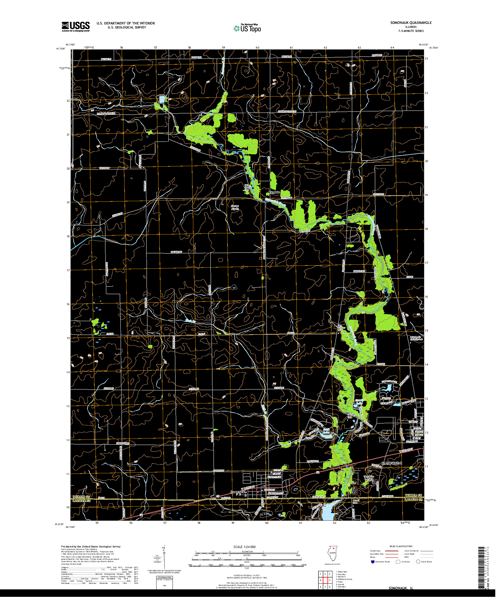 USGS US TOPO 7.5-MINUTE MAP FOR SOMONAUK, IL 2018