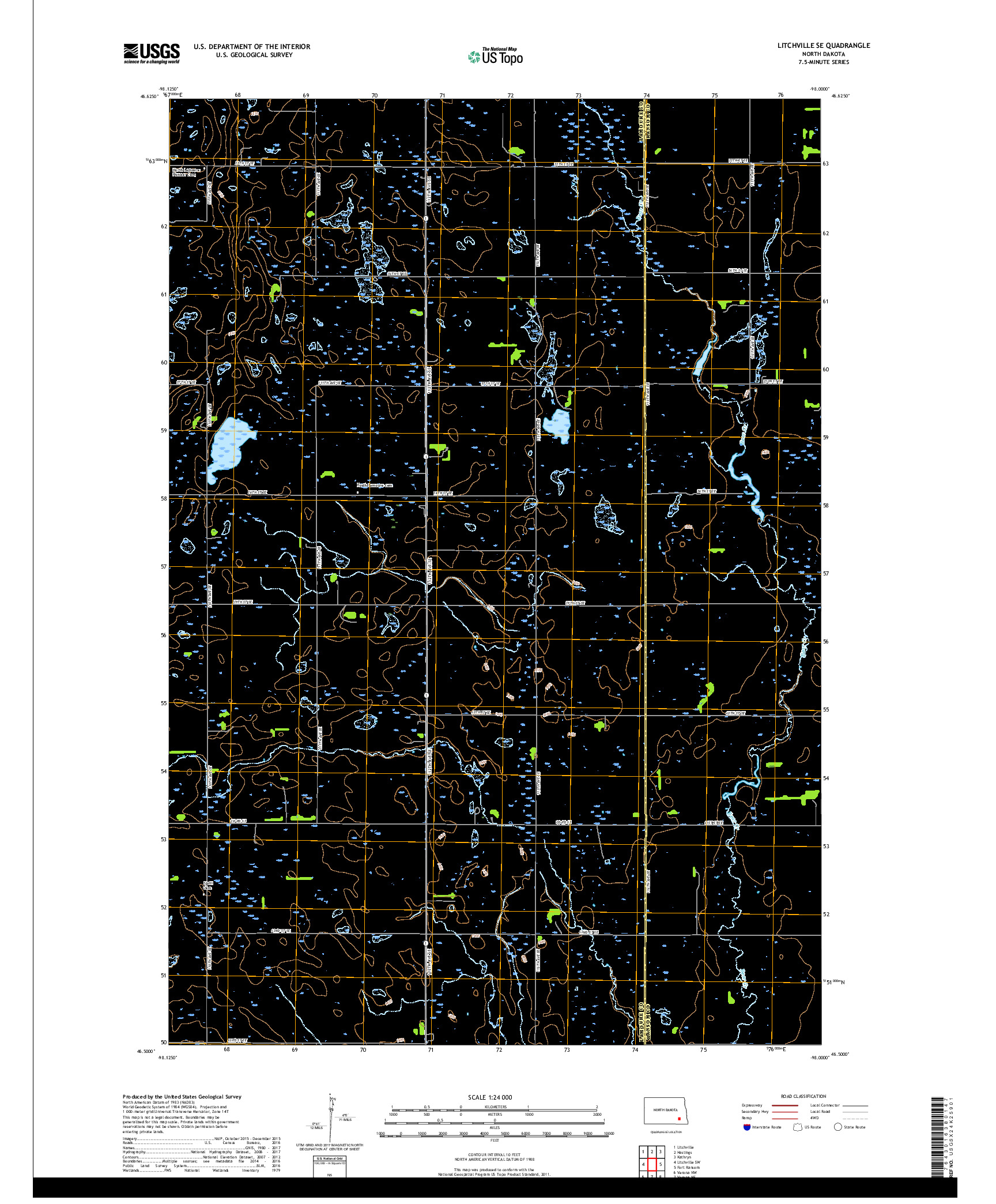 USGS US TOPO 7.5-MINUTE MAP FOR LITCHVILLE SE, ND 2018